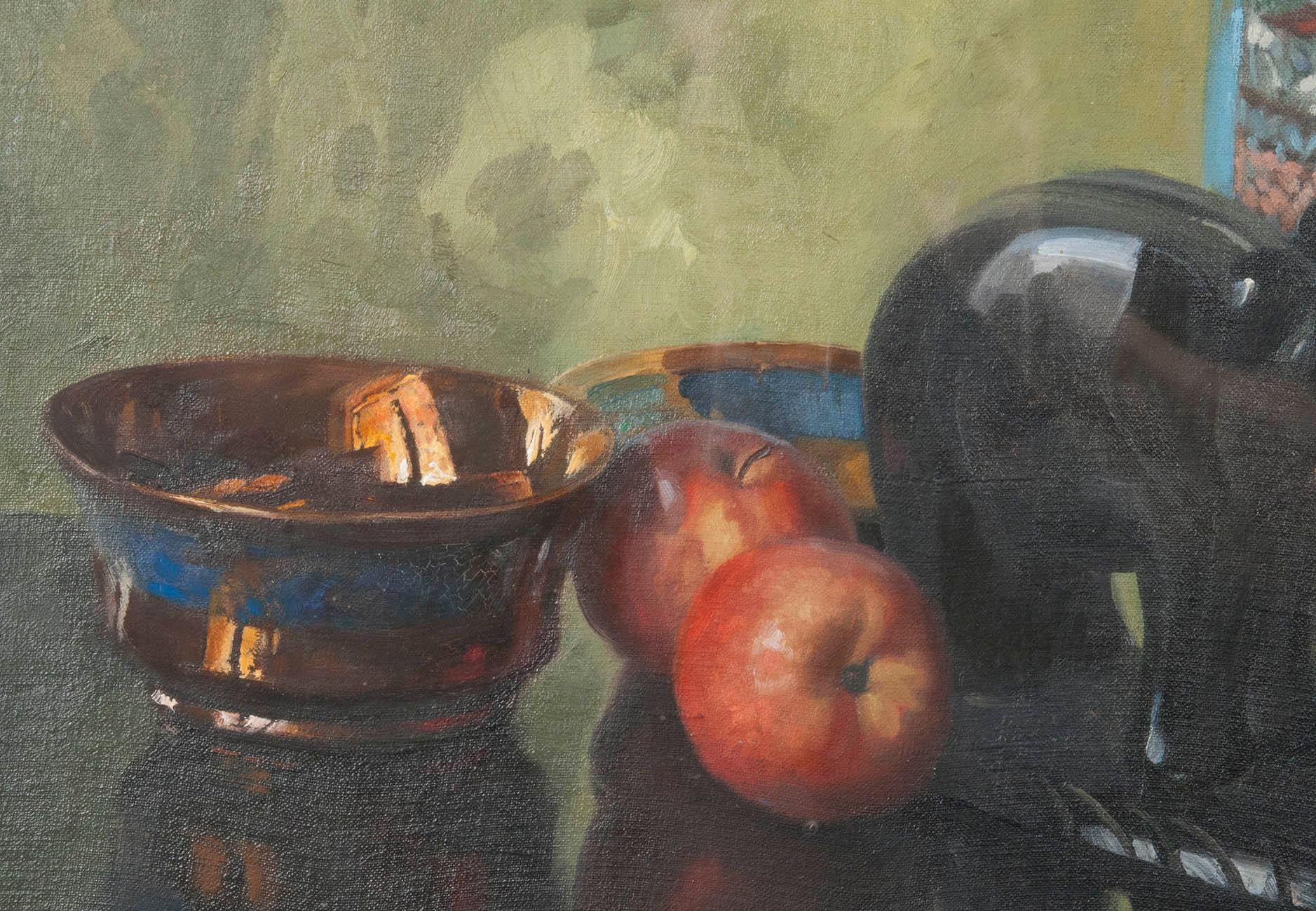 Paire de peintures à l'huile, Nature morte aux fruits par Eddy Passauro, datée de 1932 en vente 1
