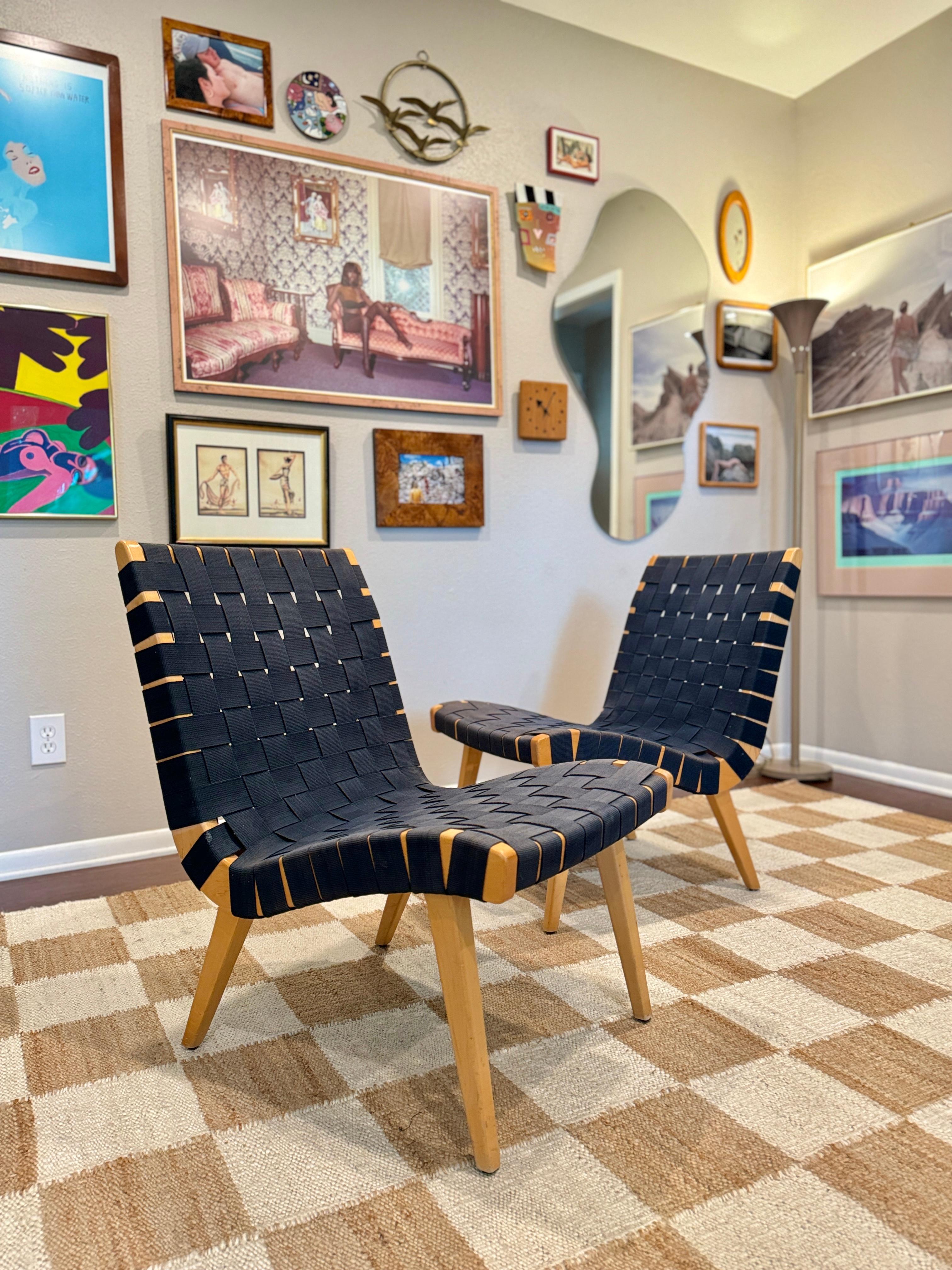 Une paire de chaises longues modèle 654 de Jens Risom, conçues dans les années 1940 pour Knoll Bon état - En vente à Houston, TX