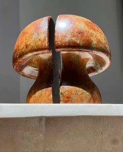 A pair or vintage Italian alabaster mushroom bookends, circa 1960