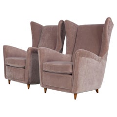 Retro Pair of Melchiorre Bega Wing Chairs from the 1950s