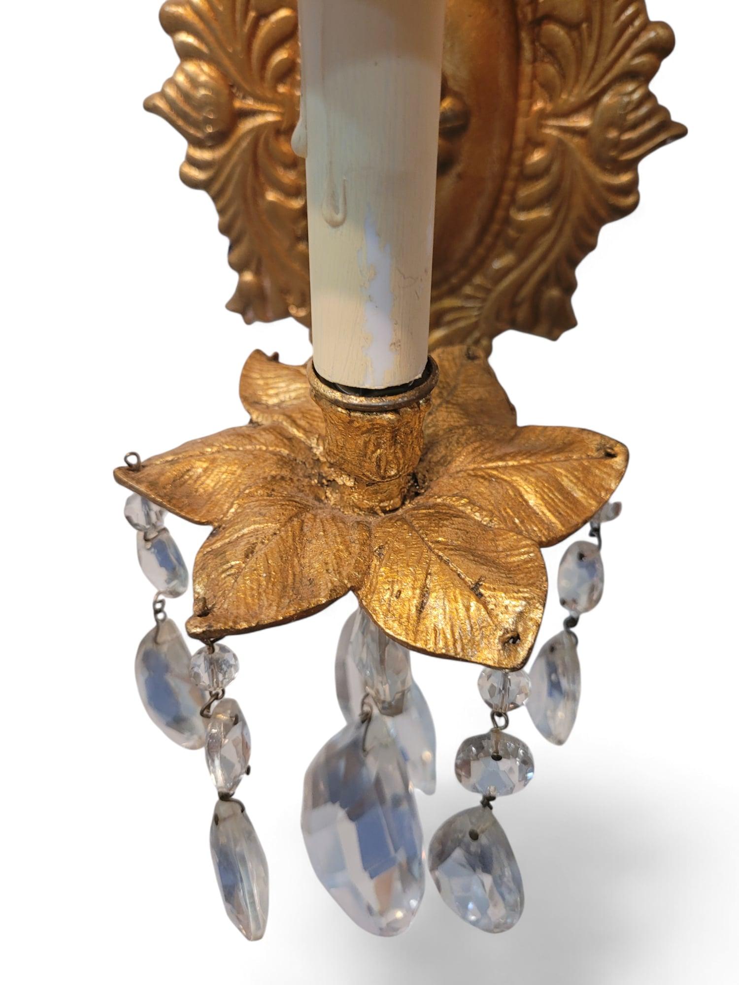 Contemporary A Pair Pink Shade Palm Beach Regency Style Wall Sconces For Sale