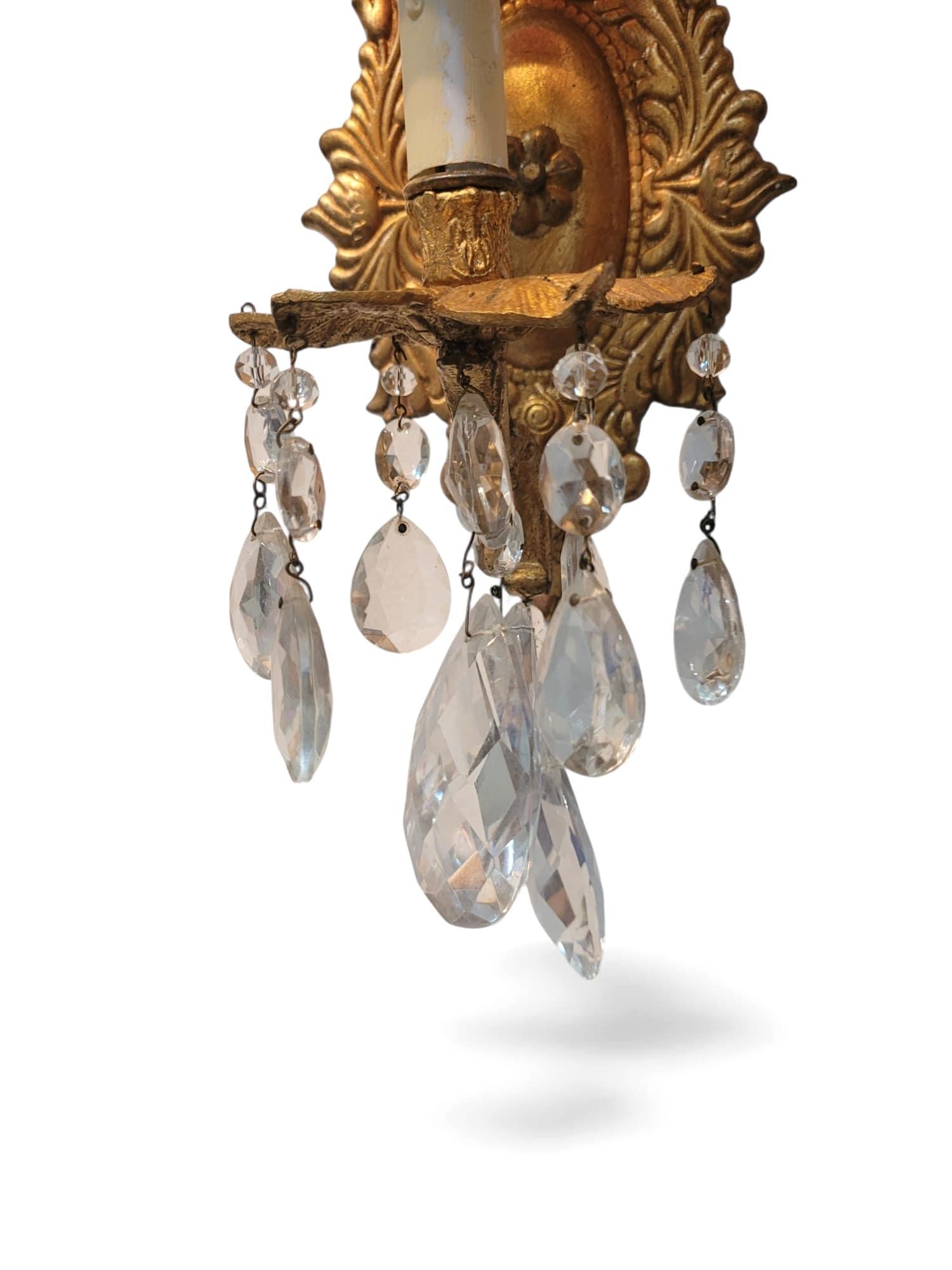 A Pair Pink Shade Palm Beach Regency Style Wall Sconces For Sale 1
