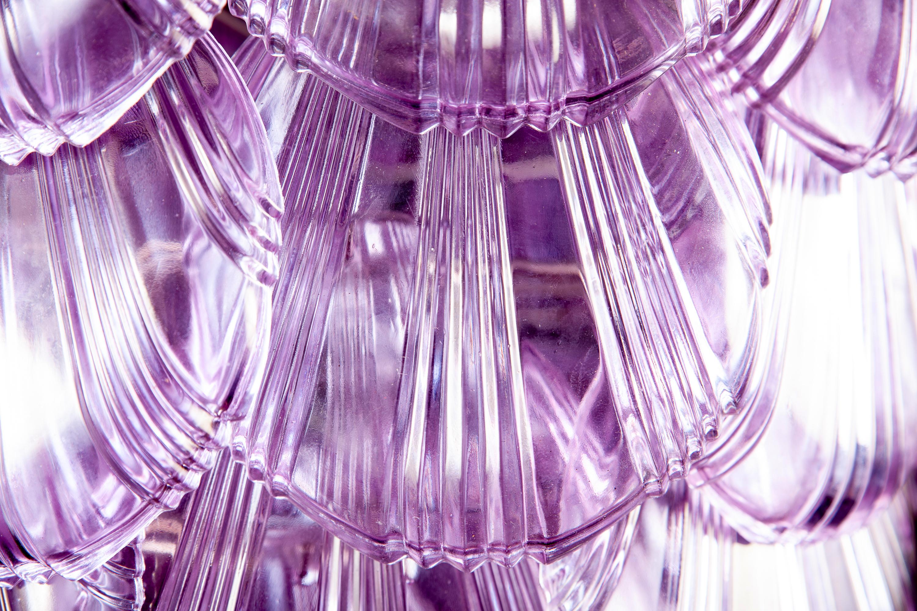 Paire de lustres géants en verre de Murano à coquille rose:: 1980 en vente 6