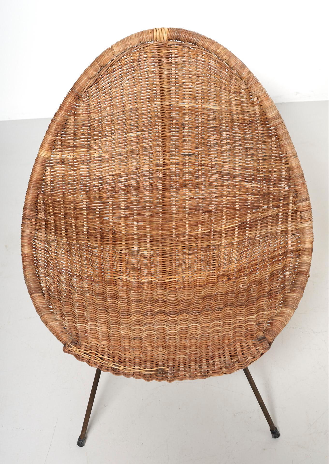 Pair Rattan 'Basket' Easy Chairs 8