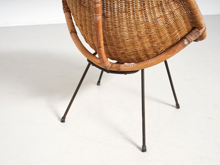 Pair Rattan 'Basket' Easy Chairs at 1stDibs