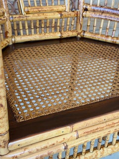 A Pair-Restored Thomasville Brighton Pavilion Scorched Bamboo Armchairs