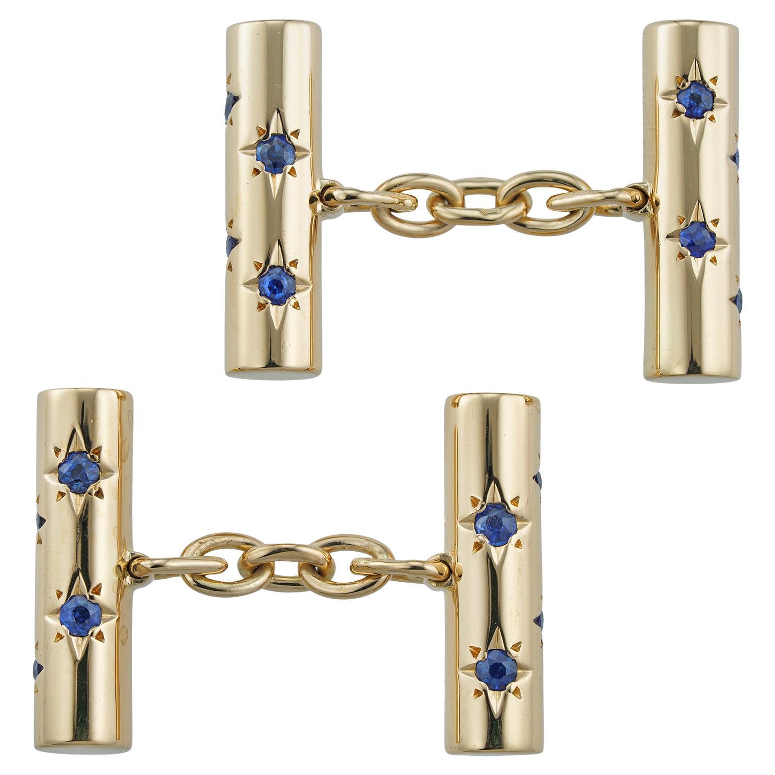 A pair sapphire and gold cufflinks by Van Cleef & Arpels