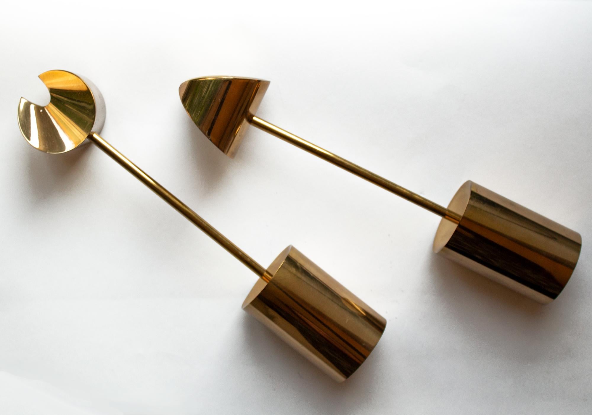 Brass Pair Scandinavian Modern Candlesticks 