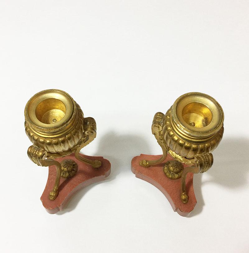 Pair Small French 19th Century Gilt Bronze Cassolettes For Sale 3
