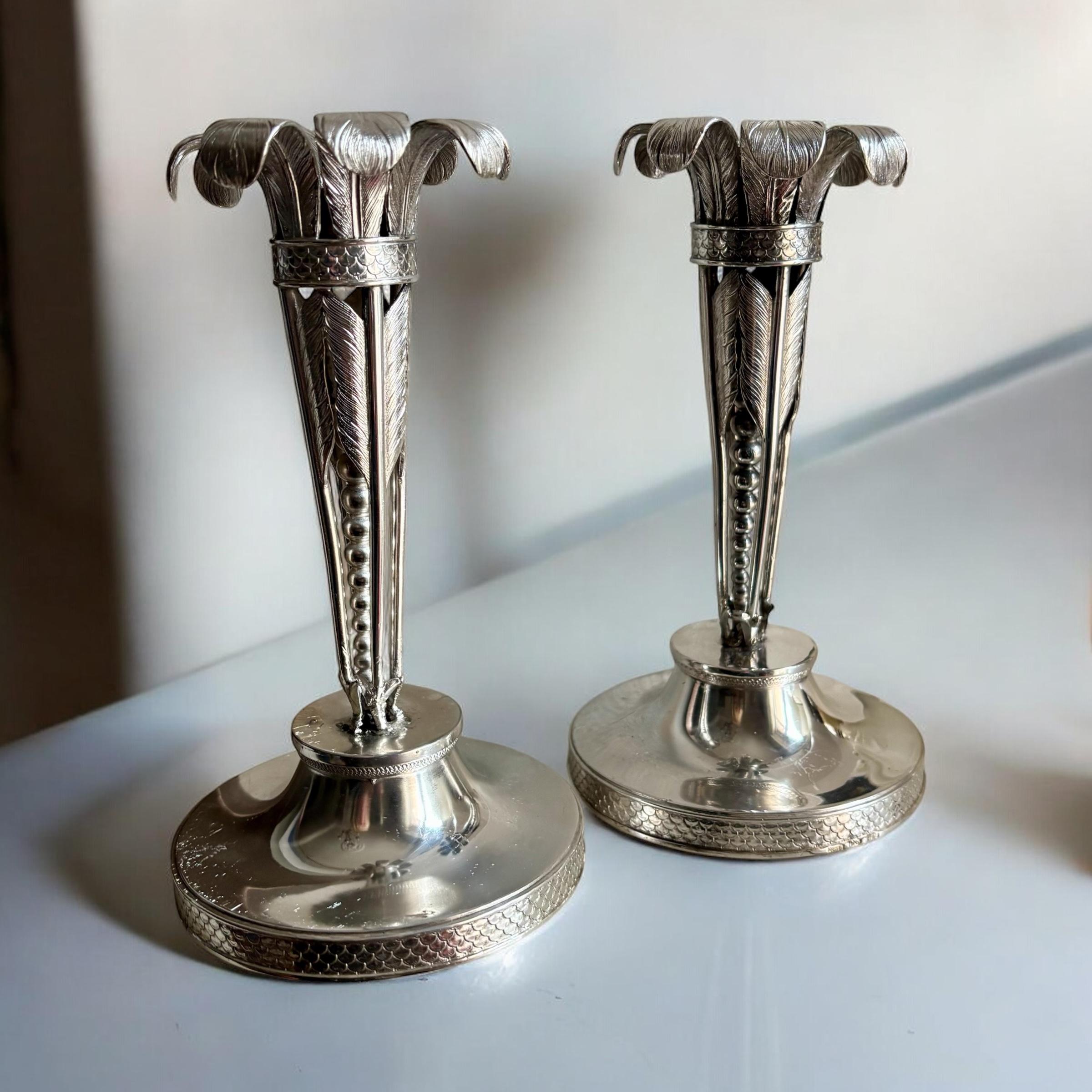 Neoclassico A Pair Solid Silver Candelabra 