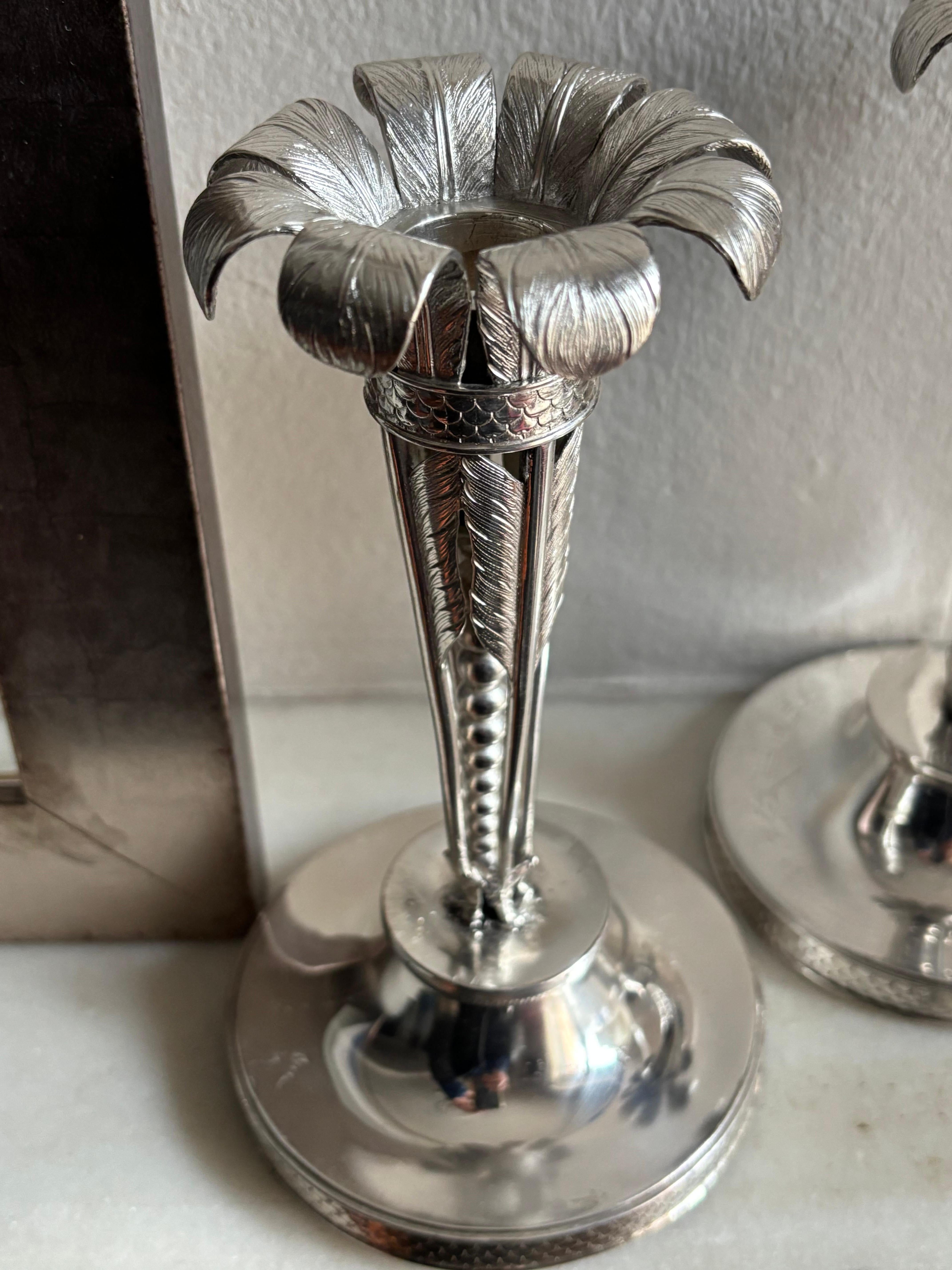 A Pair Solid Silver Candelabra 