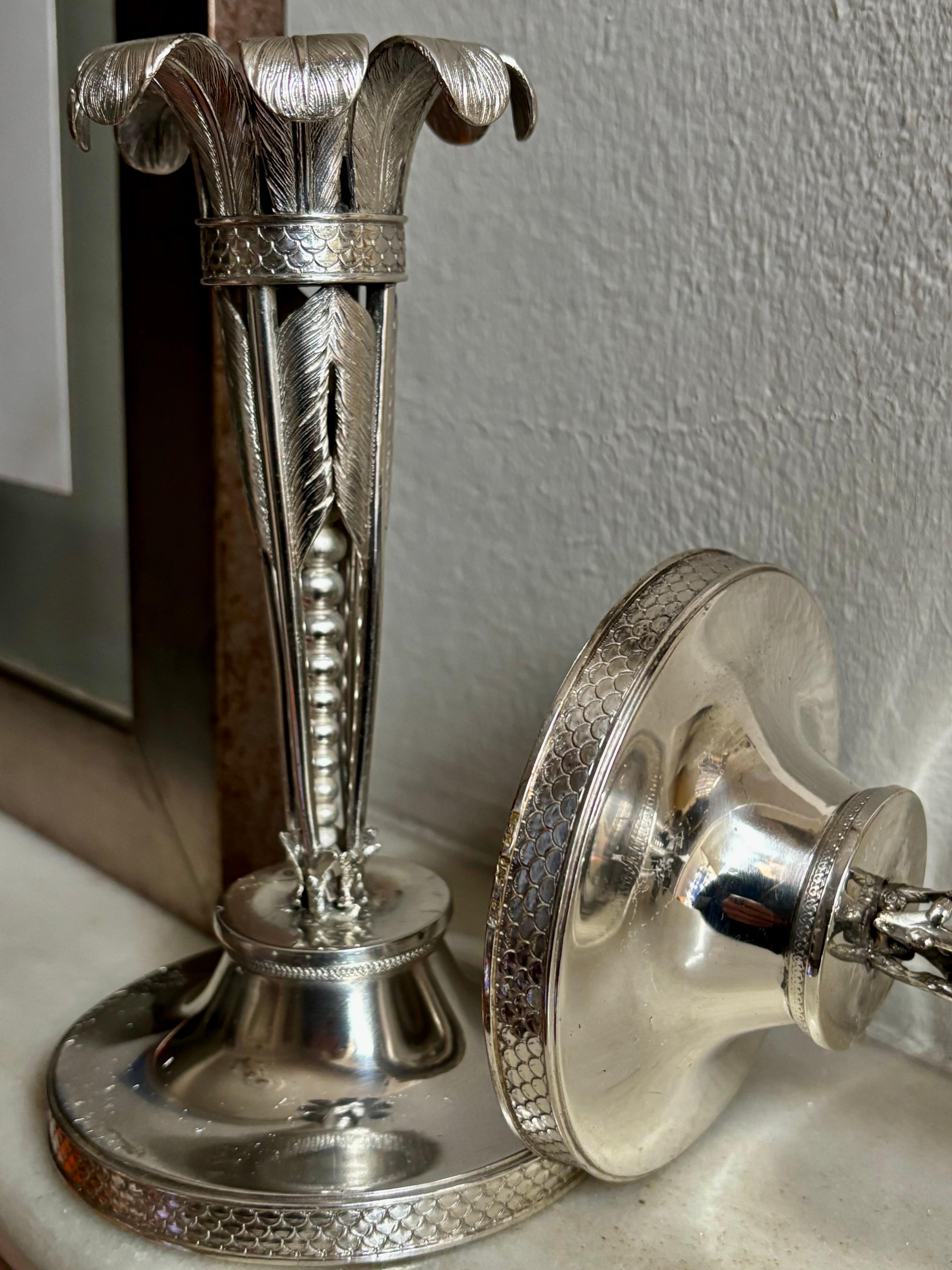 A Pair Solid Silver Candelabra 
