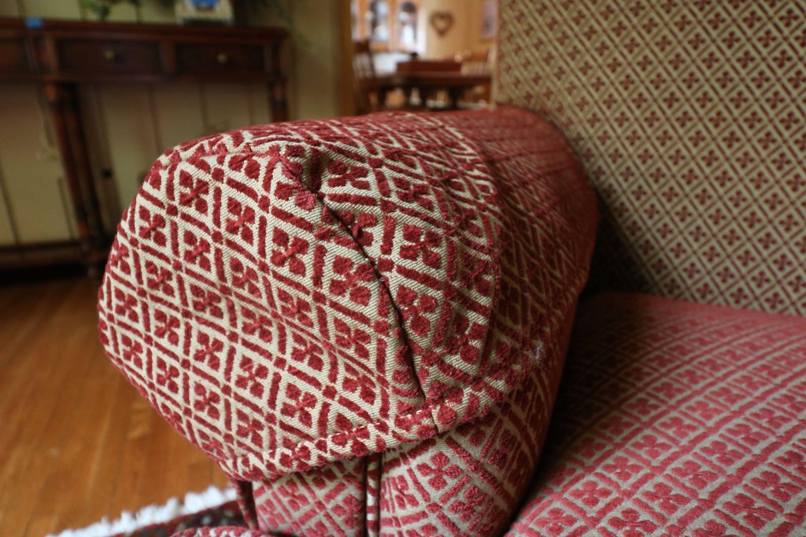 Hollywood Regency Pair of Stunning Southwood Co. Upholstered Club Chairs Chenille Persimmon Fabric