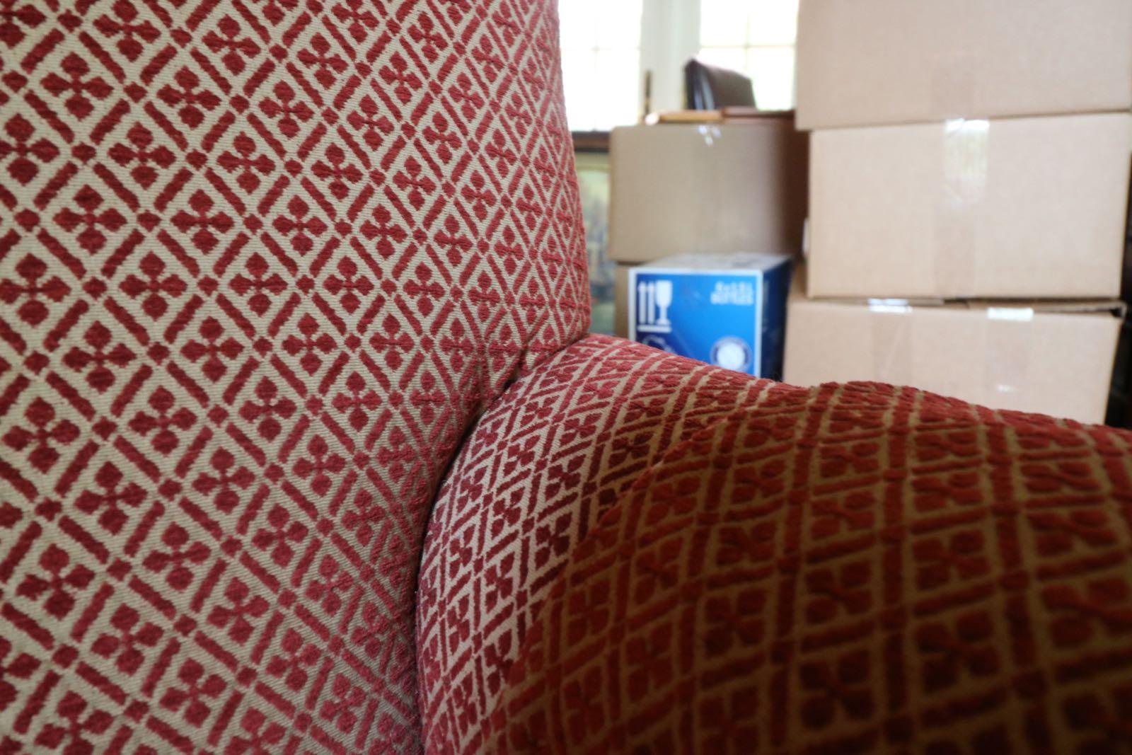 Pair of Stunning Southwood Co. Upholstered Club Chairs Chenille Persimmon Fabric In Excellent Condition In Westport, CT