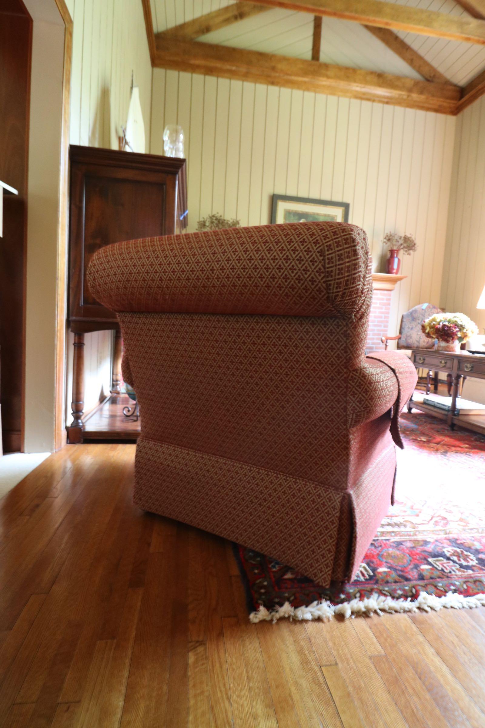 Pair of Stunning Southwood Co. Upholstered Club Chairs Chenille Persimmon Fabric 3