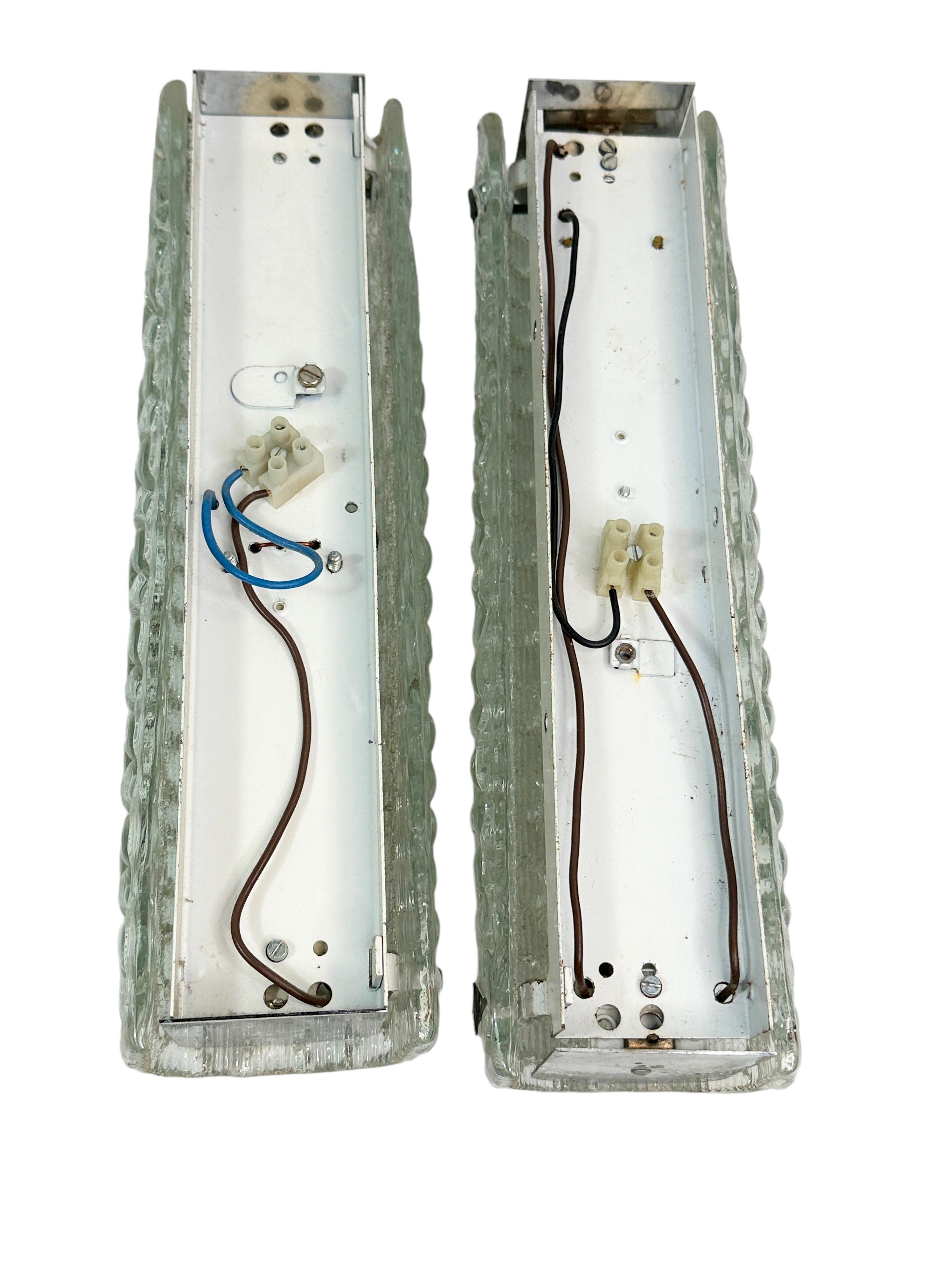 A Pair Two Light Bubble Glass Murano Sconces, Mid-Century Modern, Italy, 1960s 1
