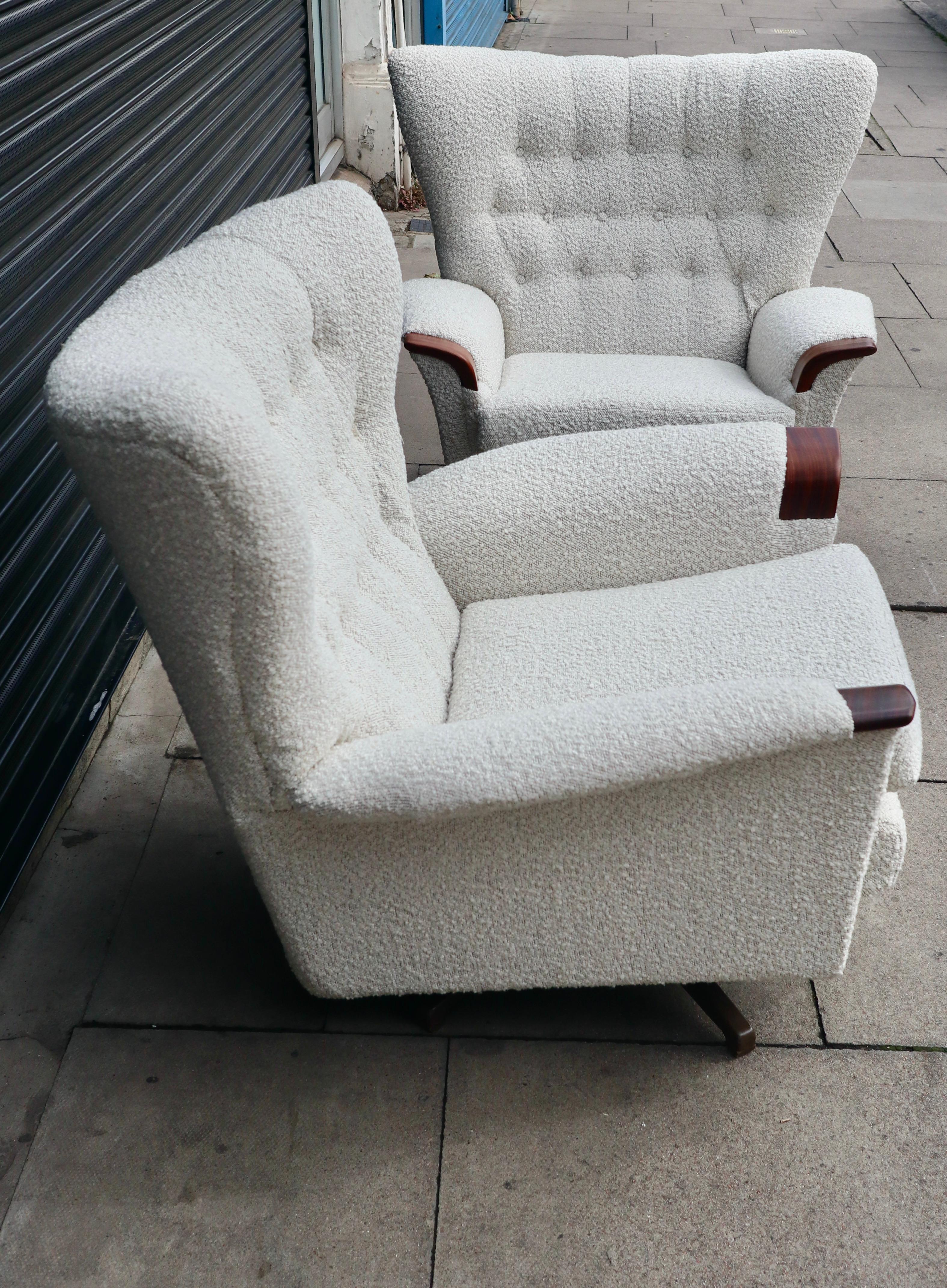 Mid-Century Modern A pair Vintage 1960s G plan swivel armchairs