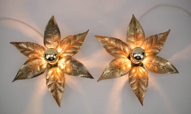 Hollywood Regency Pair Wall or Ceiling Lamp by Willy Daro for Massive, Belgium, 1960s