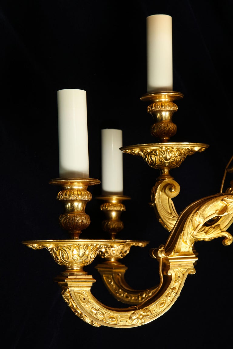 Palatial and Large Antique French Louis XVI Gilt Bronze Figural Chandelier For Sale 13
