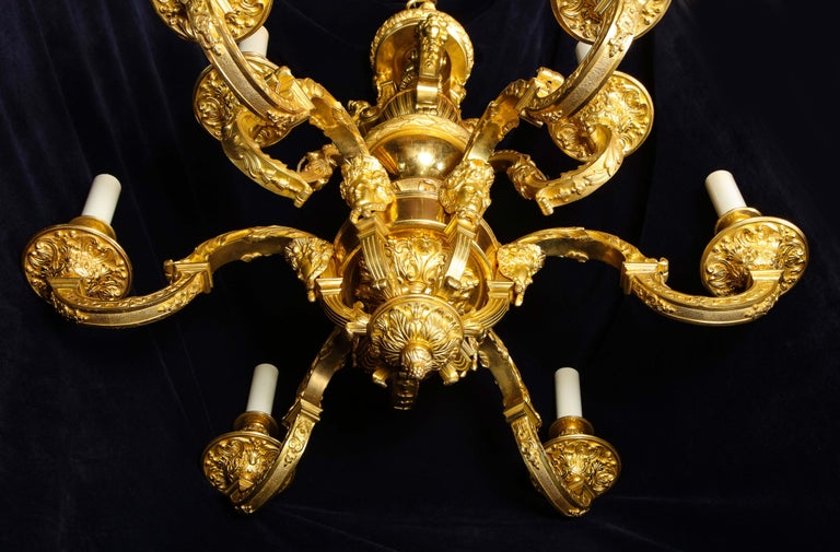 Palatial and Large Antique French Louis XVI Gilt Bronze Figural Chandelier For Sale 15
