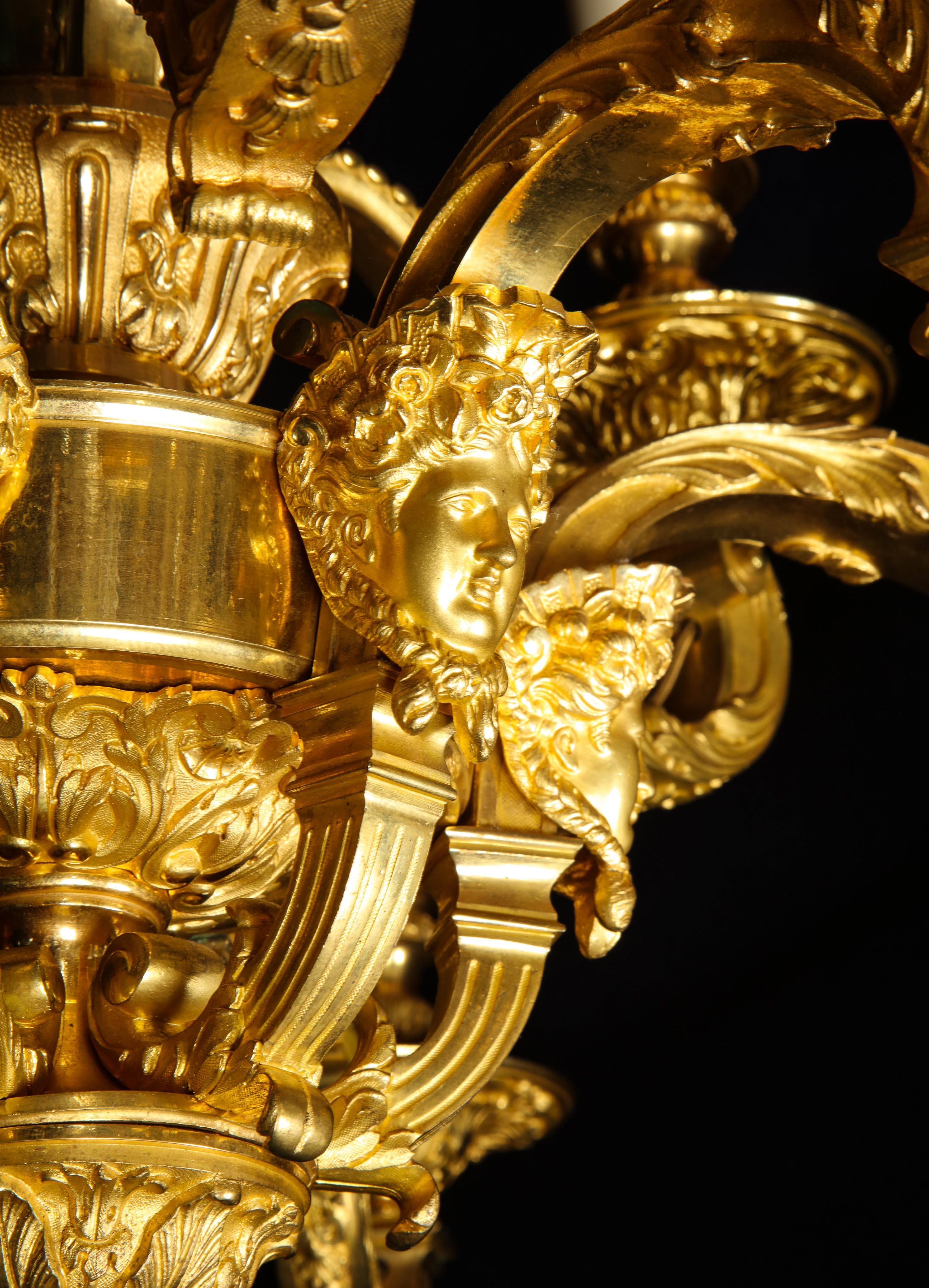Palatial and Large Antique French Louis XVI Gilt Bronze Figural Chandelier In Good Condition For Sale In New York, NY