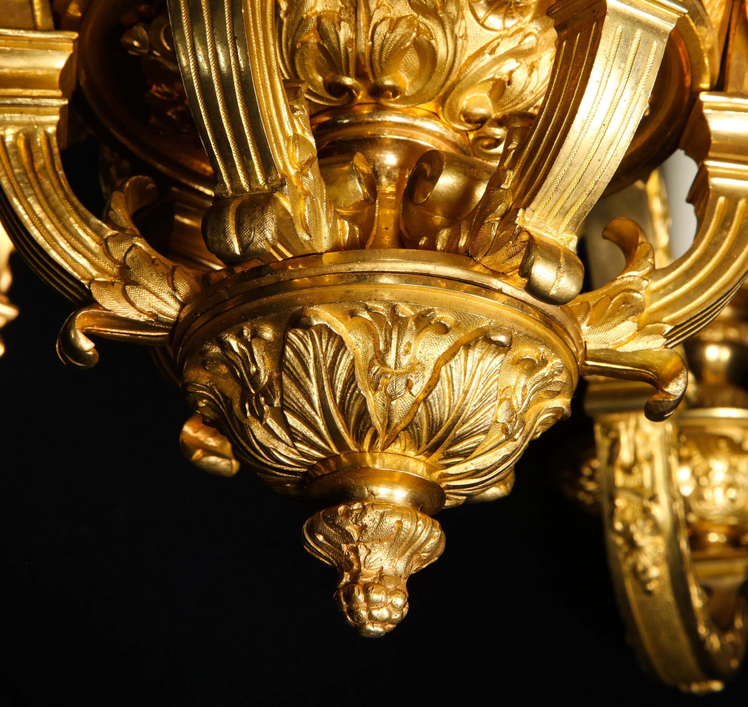 19th Century Palatial and Large Antique French Louis XVI Gilt Bronze Figural Chandelier For Sale