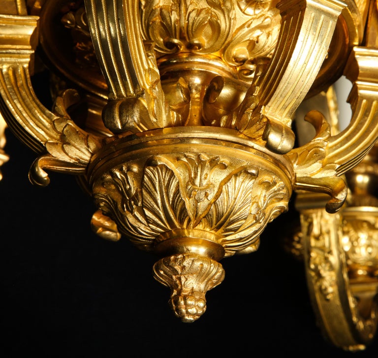 Palatial and Large Antique French Louis XVI Gilt Bronze Figural Chandelier For Sale 3