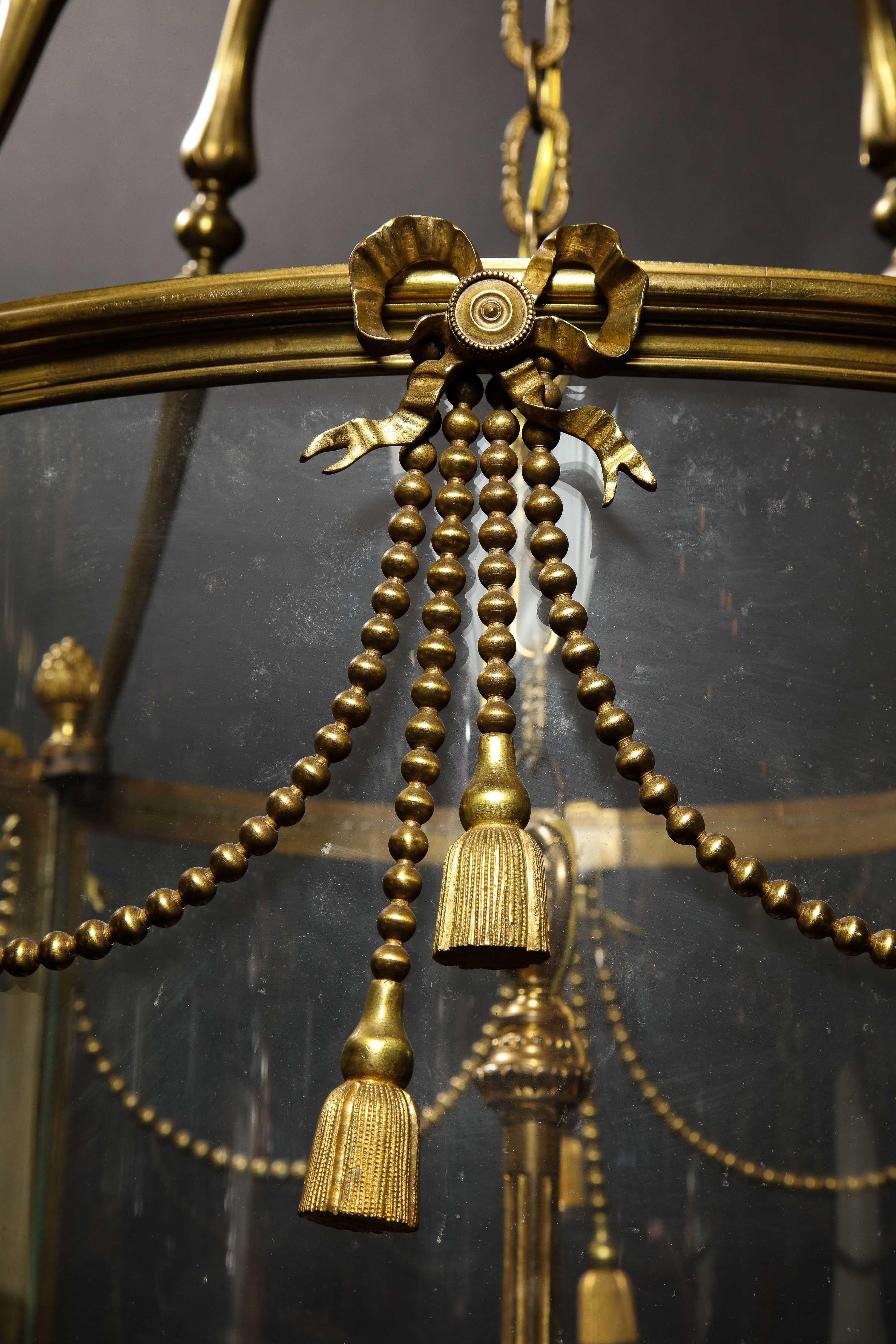 Palatial and Massive Antique French Louis XVI Multi Light Gilt Bronze Lantern For Sale 2