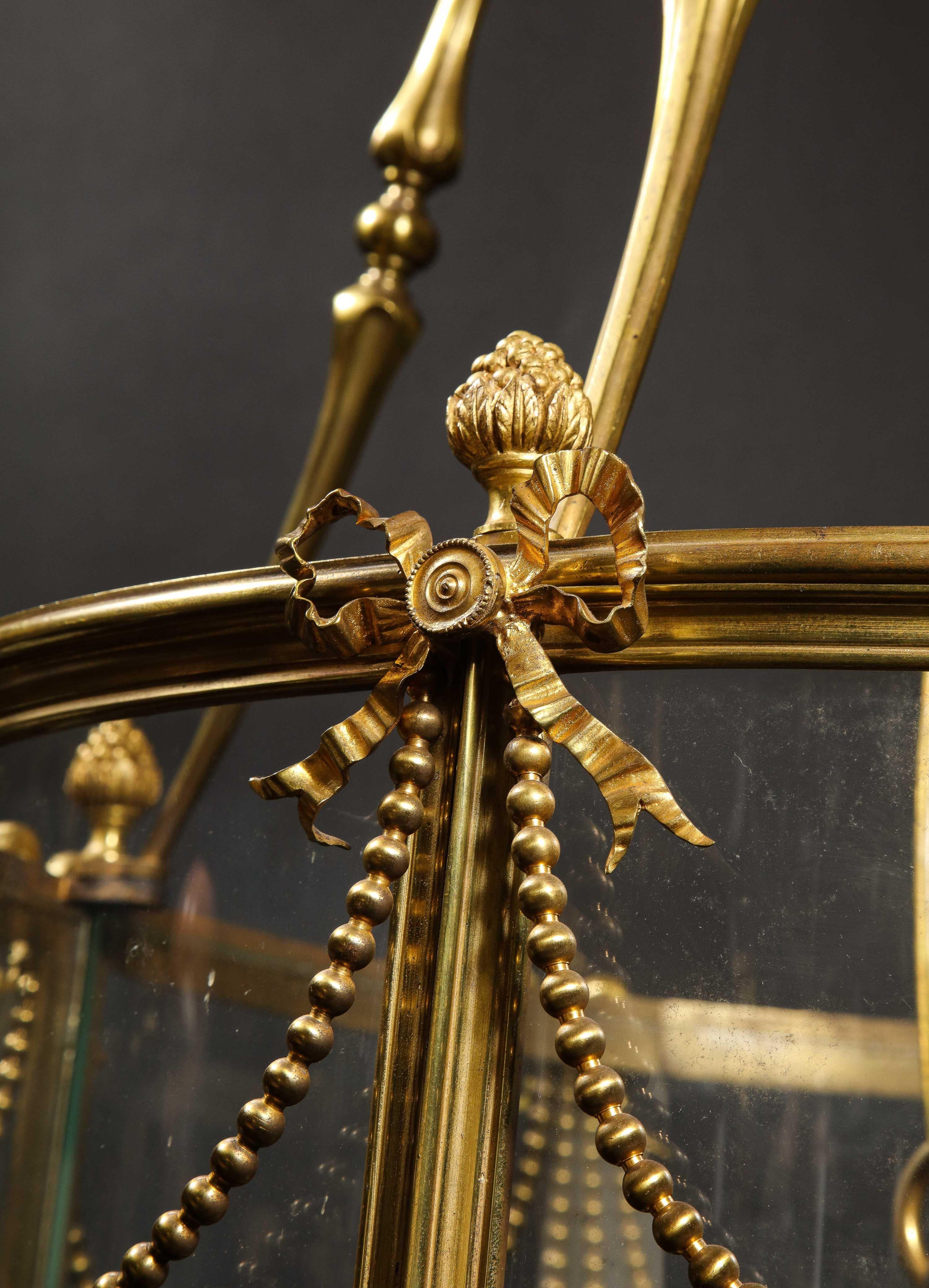 Palatial and Massive Antique French Louis XVI Multi Light Gilt Bronze Lantern For Sale 3