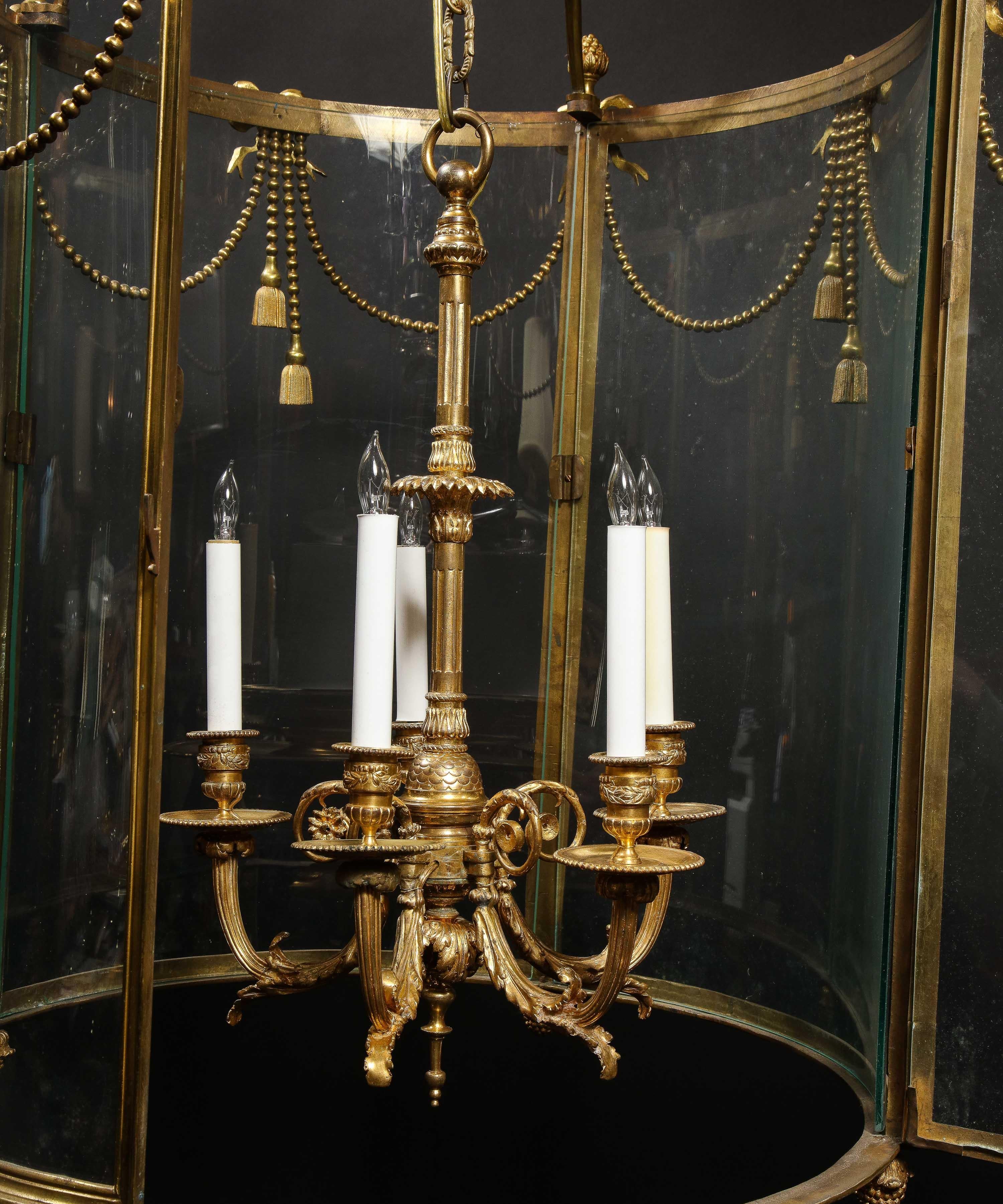 Palatial and Massive Antique French Louis XVI Multi Light Gilt Bronze Lantern For Sale 5
