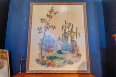 Palatial Early 20th C French Chinoiserie Oil on Canvas