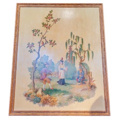 Palatial Early 20th C French Chinoiserie Oil on Canvas
