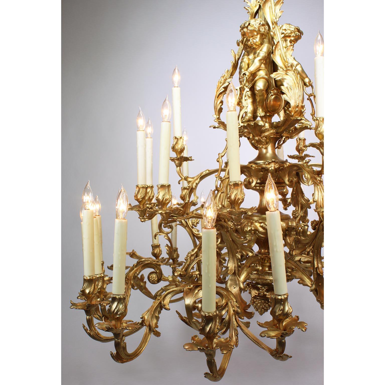 Palatial French 19th Century Louis XV Style Gilt-Bronze 39-L Cherub Chandelier For Sale 6