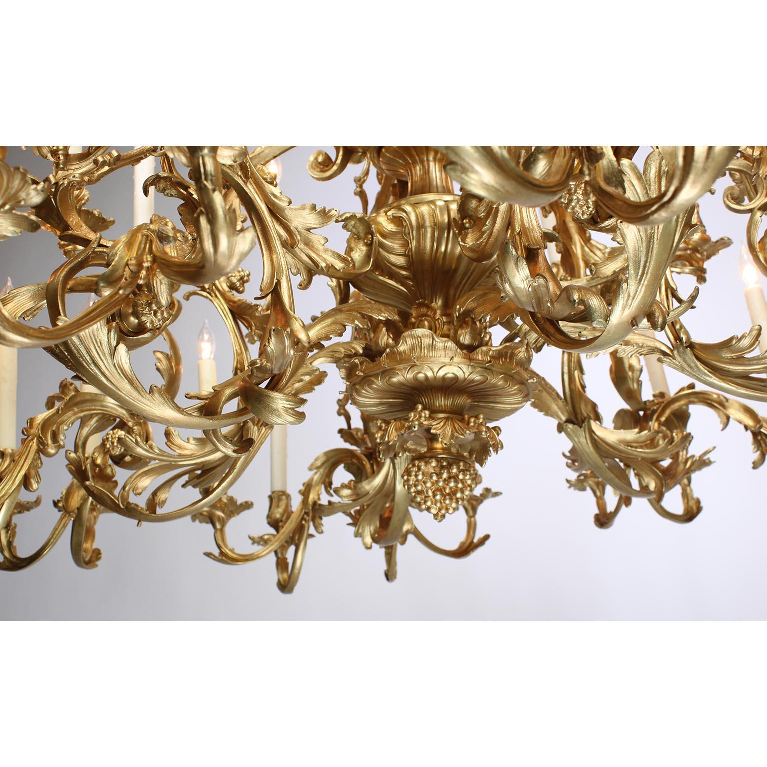 Palatial French 19th Century Louis XV Style Gilt-Bronze 39-L Cherub Chandelier For Sale 7