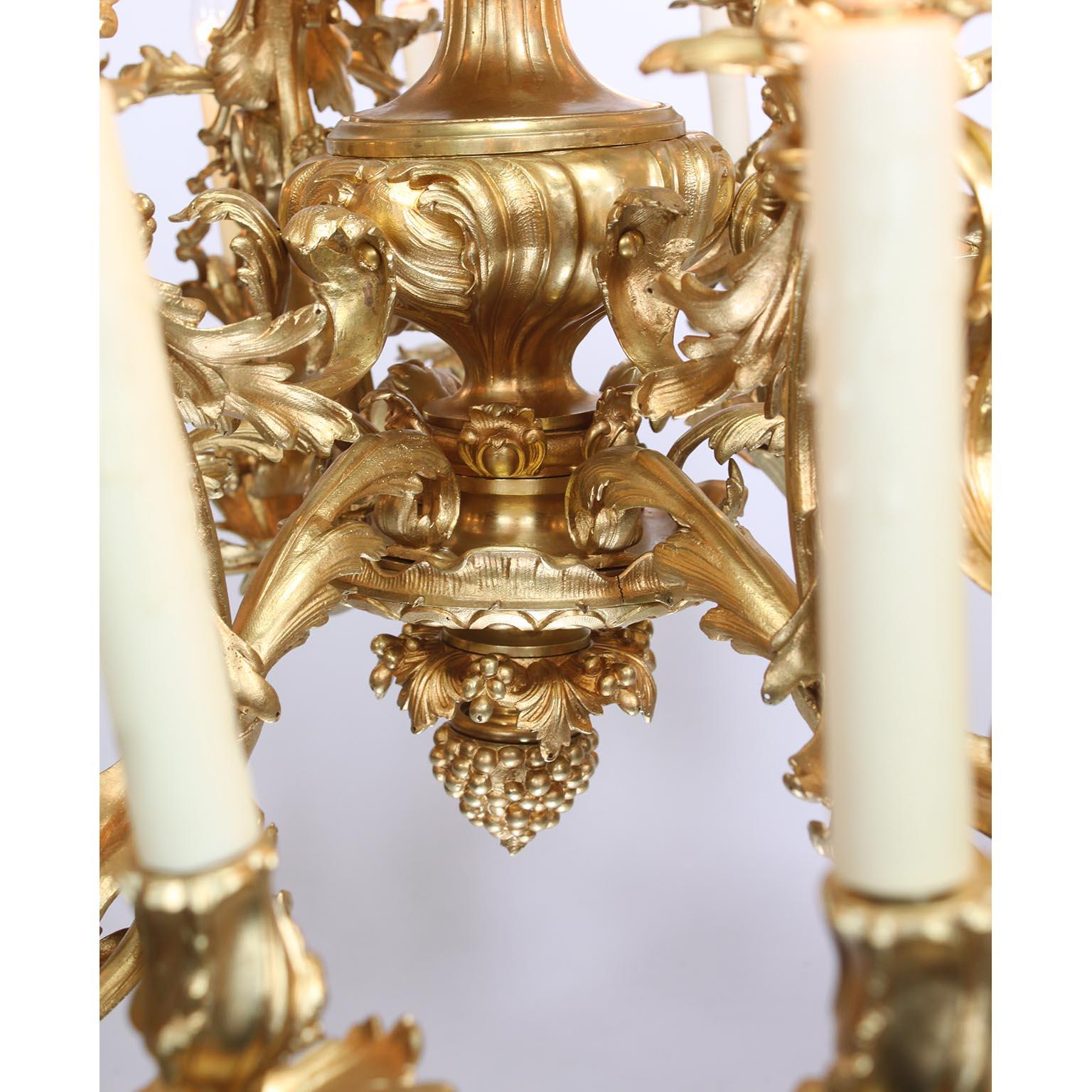 Palatial French 19th Century Louis XV Style Gilt-Bronze 39-L Cherub Chandelier For Sale 9