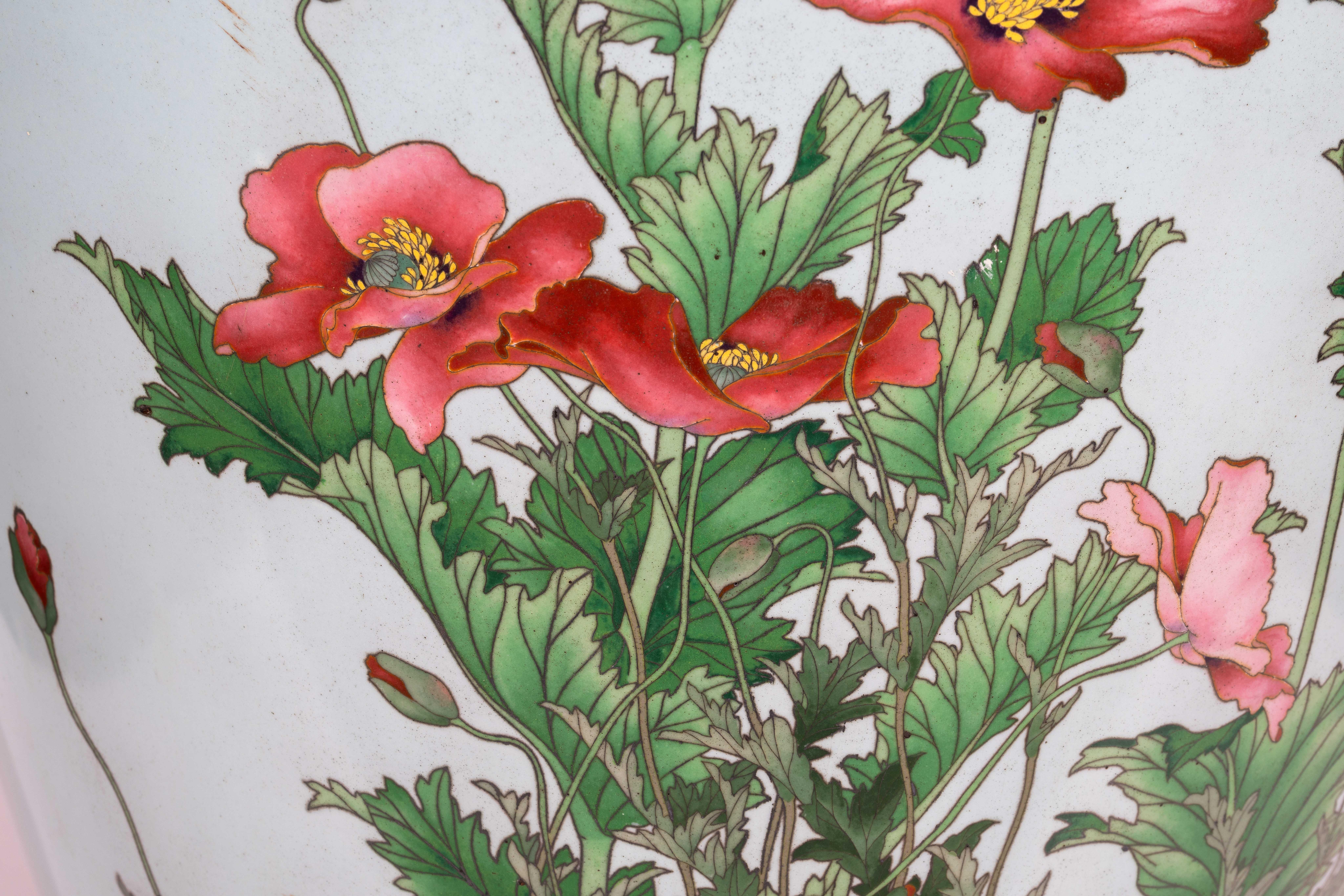 A Palatial Japanese Cloisonne Enamel Powder Blue Vase, Kawade Shibataro 9
