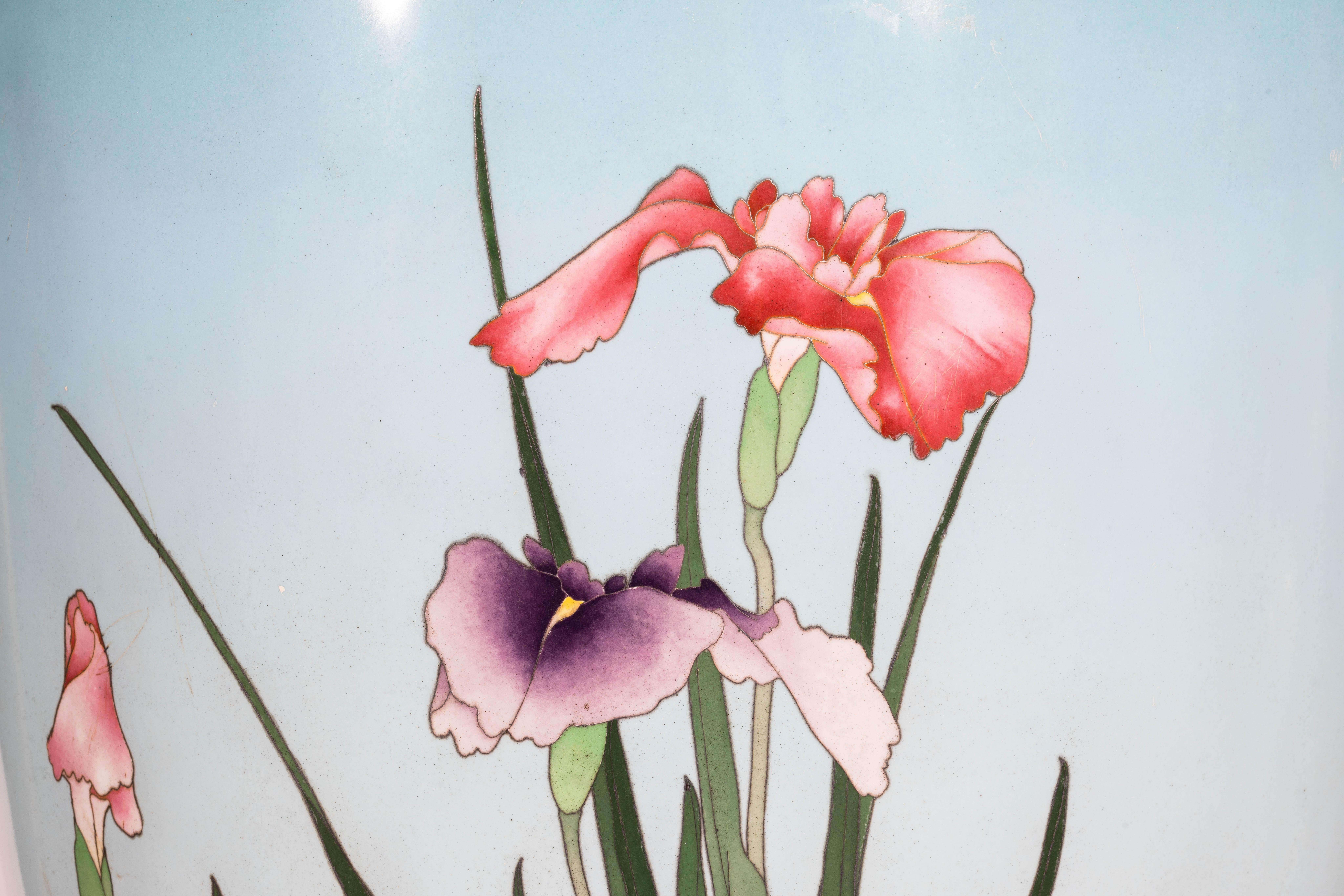 A Palatial Japanese Cloisonne Enamel Powder Blue Vase, Kawade Shibataro 12