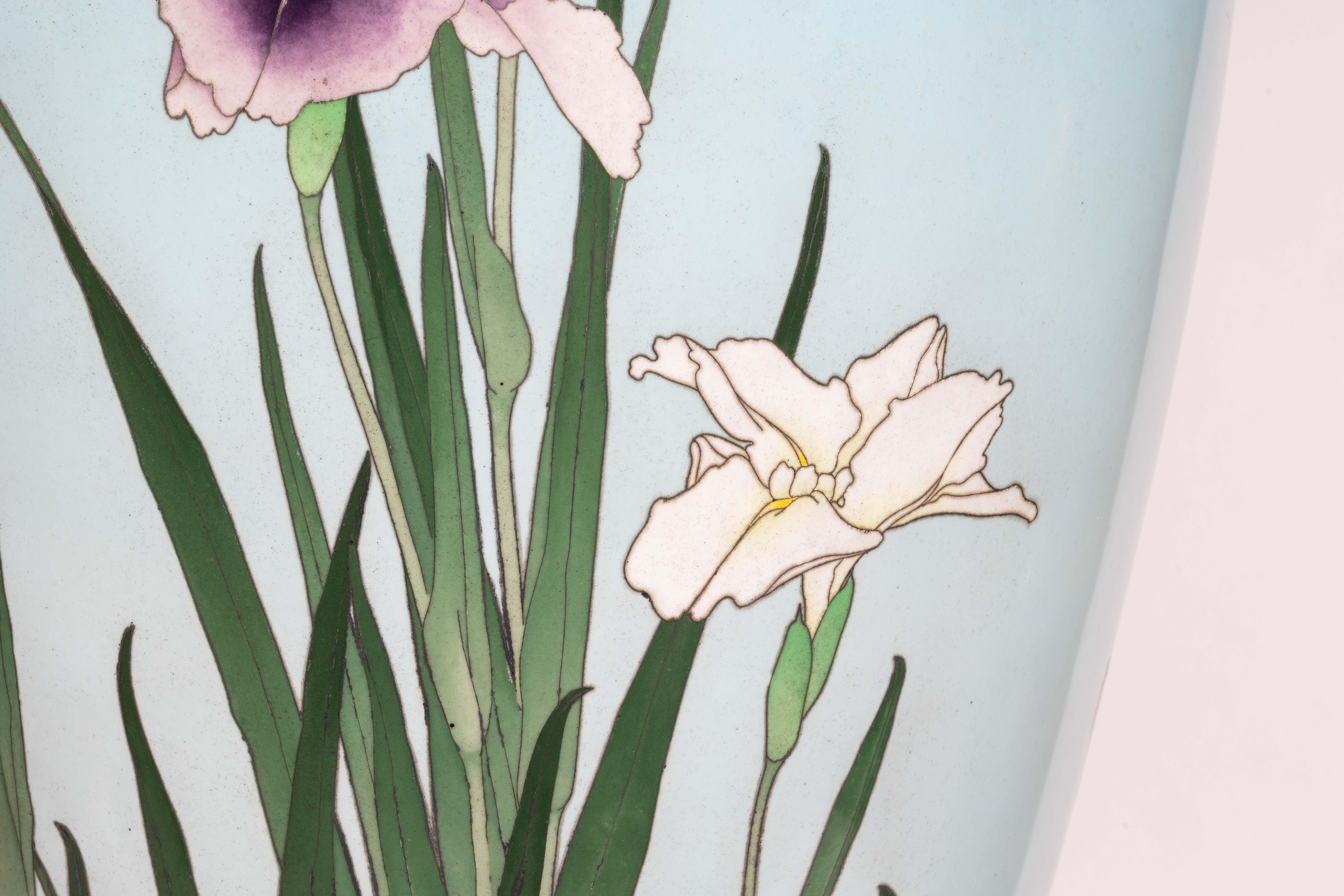 A Palatial Japanese Cloisonne Enamel Powder Blue Vase, Kawade Shibataro 13