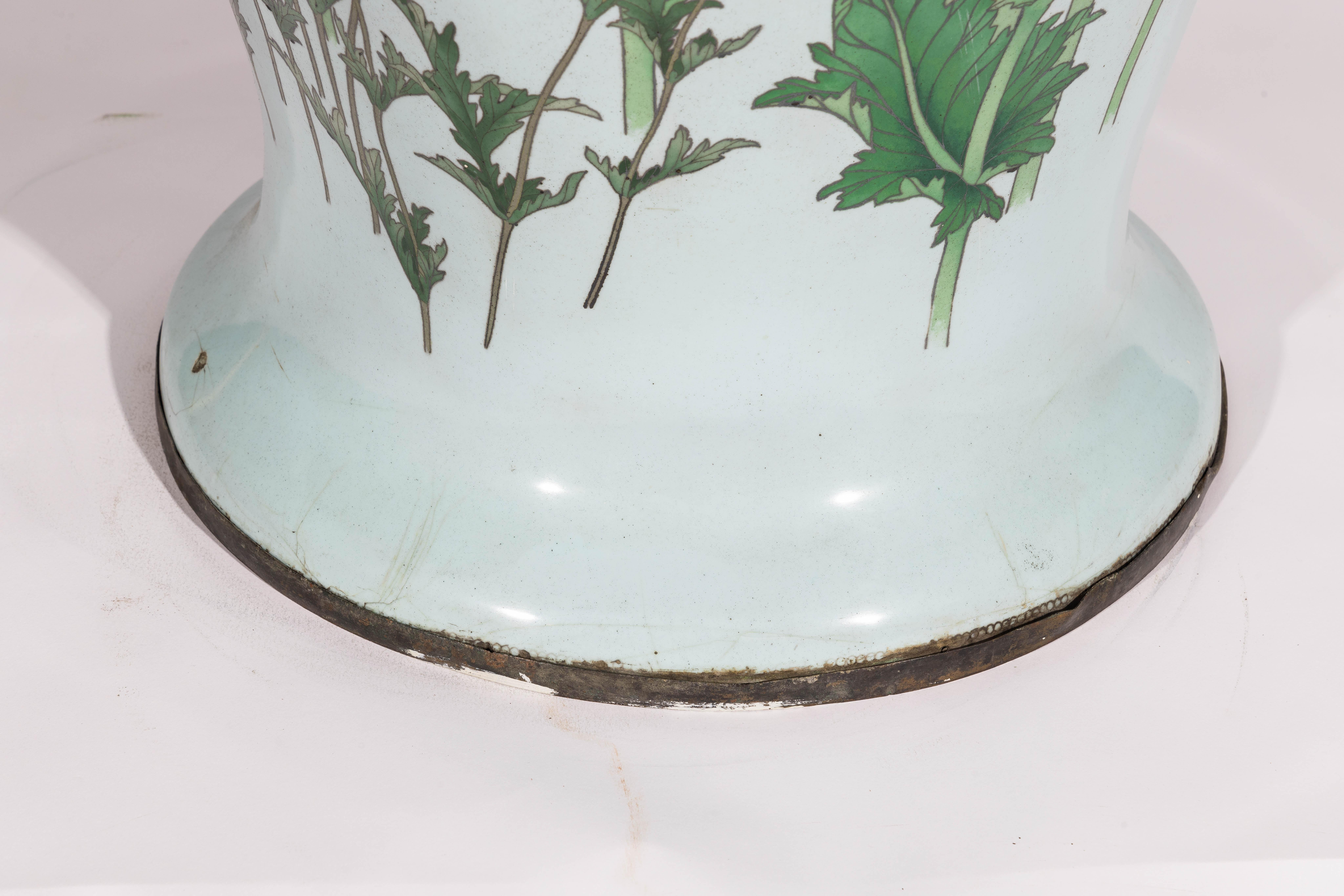 A Palatial Japanese Cloisonne Enamel Powder Blue Vase, Kawade Shibataro In Good Condition In Queens, NY