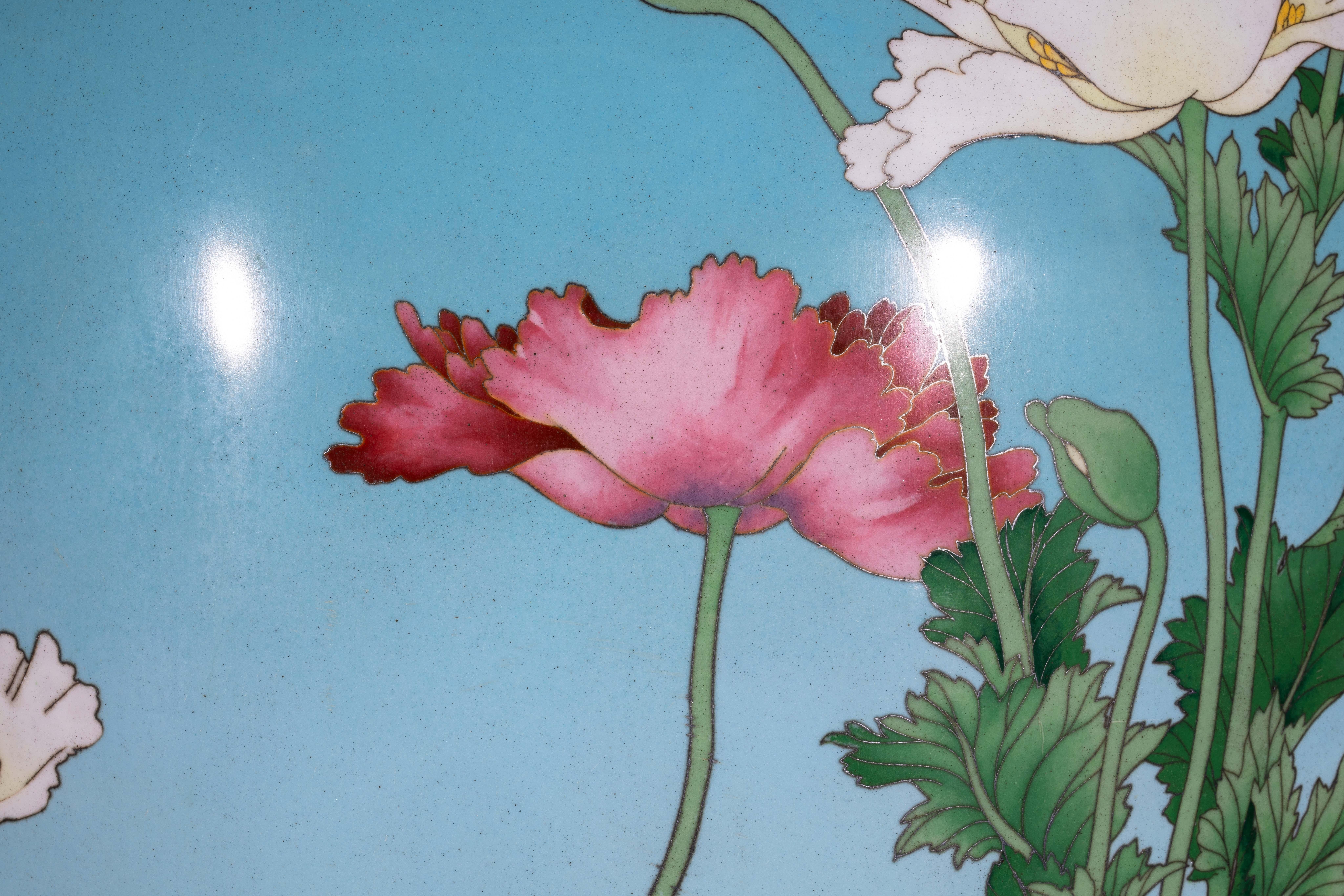 A Palatial Japanese Cloisonne Enamel Powder Blue Vase, Kawade Shibataro 2