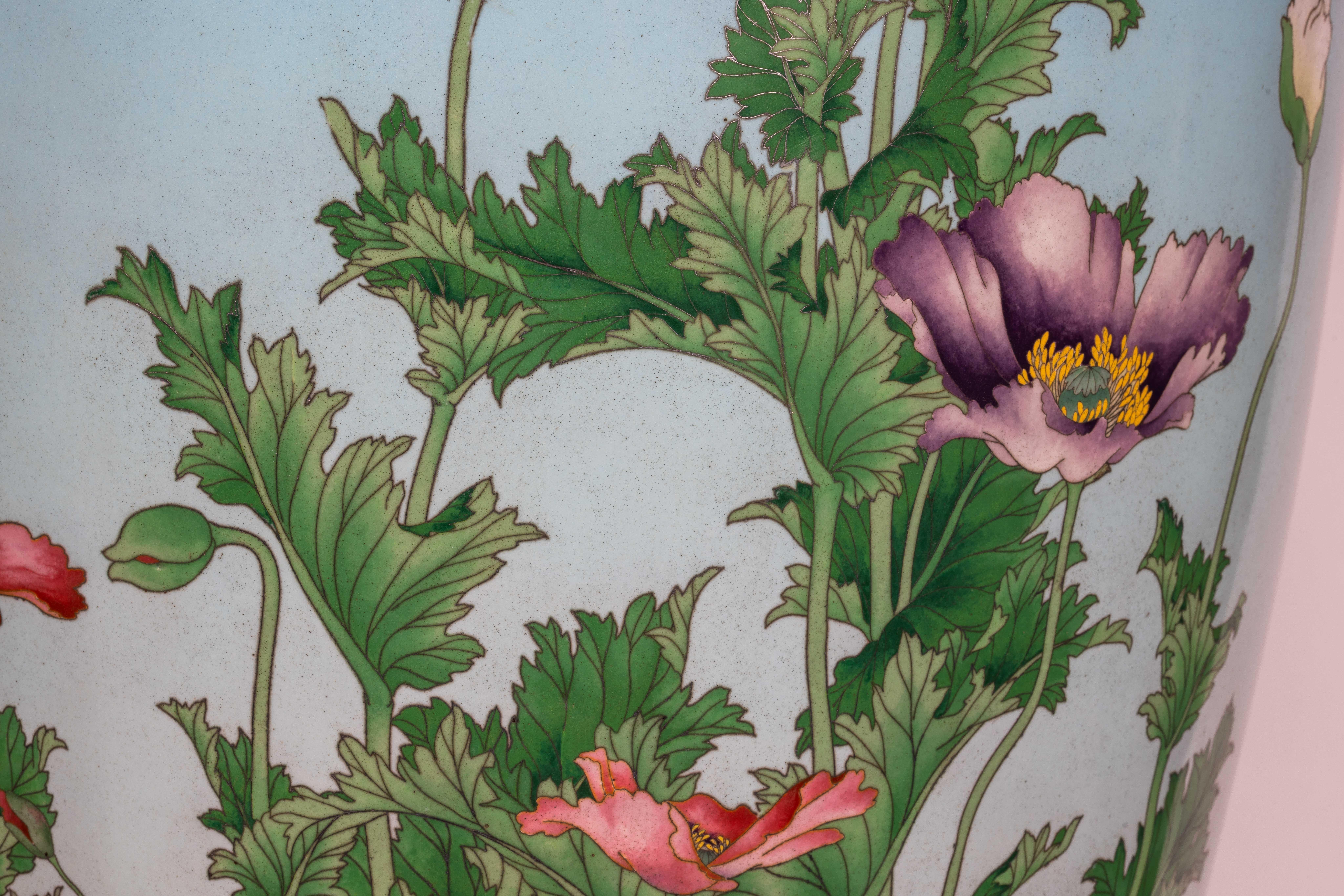 A Palatial Japanese Cloisonne Enamel Powder Blue Vase, Kawade Shibataro 3