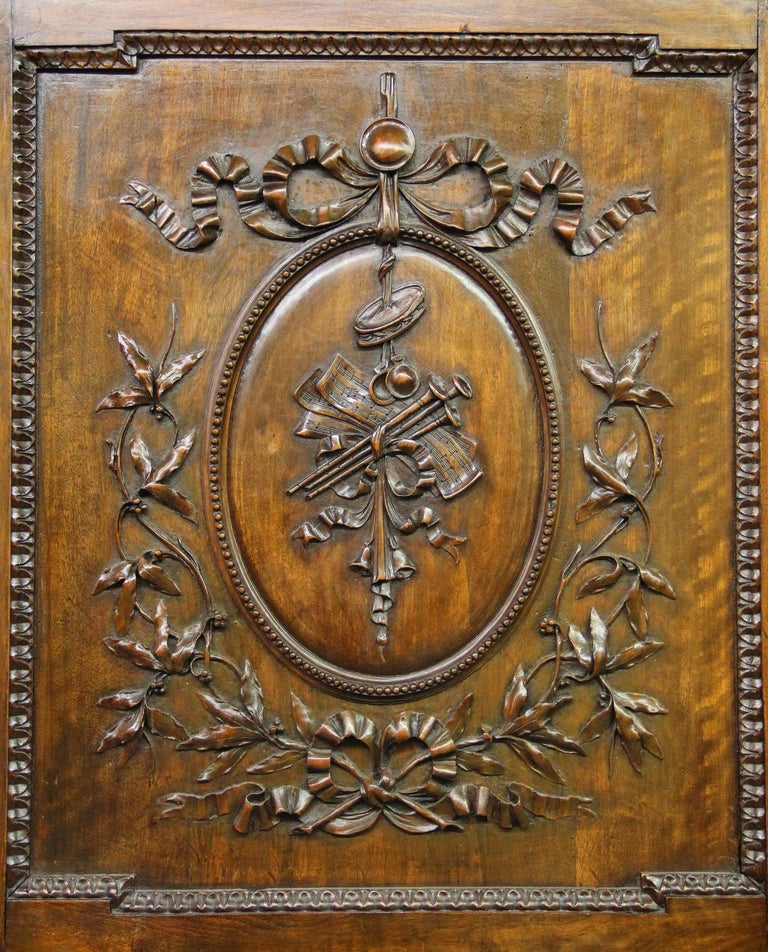 Hand-Carved Palatial Late 18th Century Louis XVI Hand Carved Walnut and Mahogany Armoire