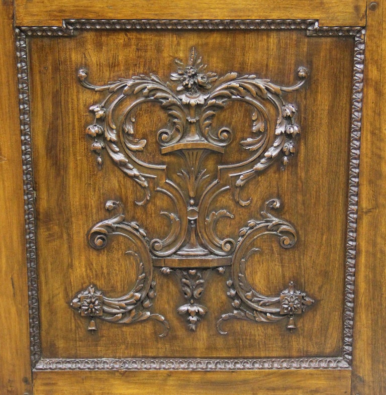 Palatial Late 18th Century Louis XVI Hand Carved Walnut and Mahogany Armoire 1