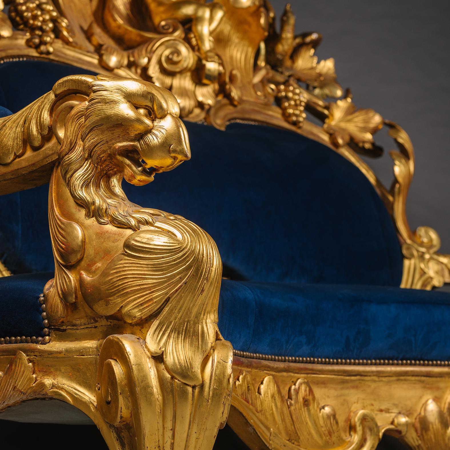 Ein palastartiges Neo-Rokoko-Giltwood-Kanapee (Italienisch) im Angebot