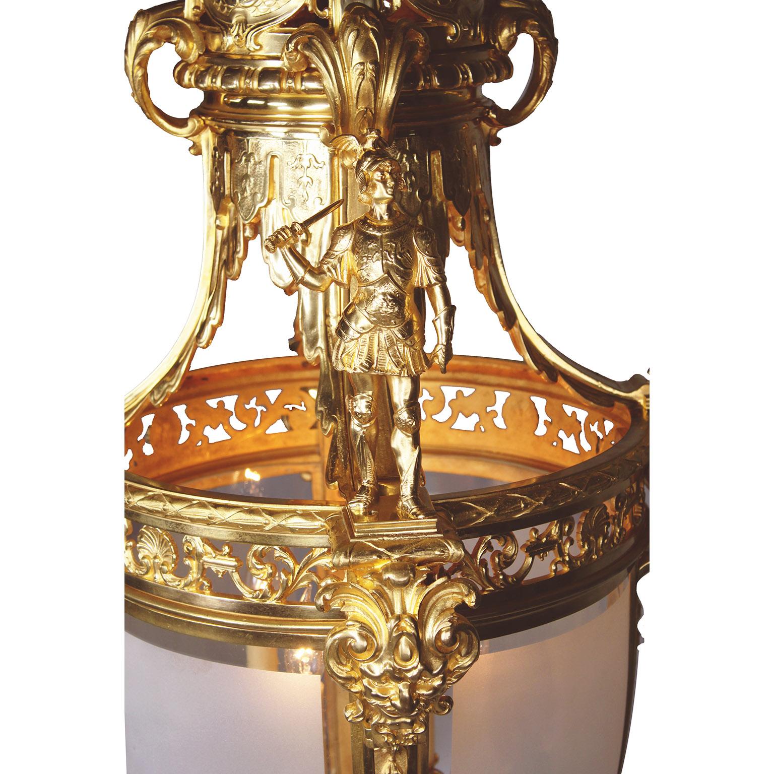 A Palatial Pair French 19th/20th C.  Régence Style Gilt-Bronze 4-Light Lanterns For Sale 6