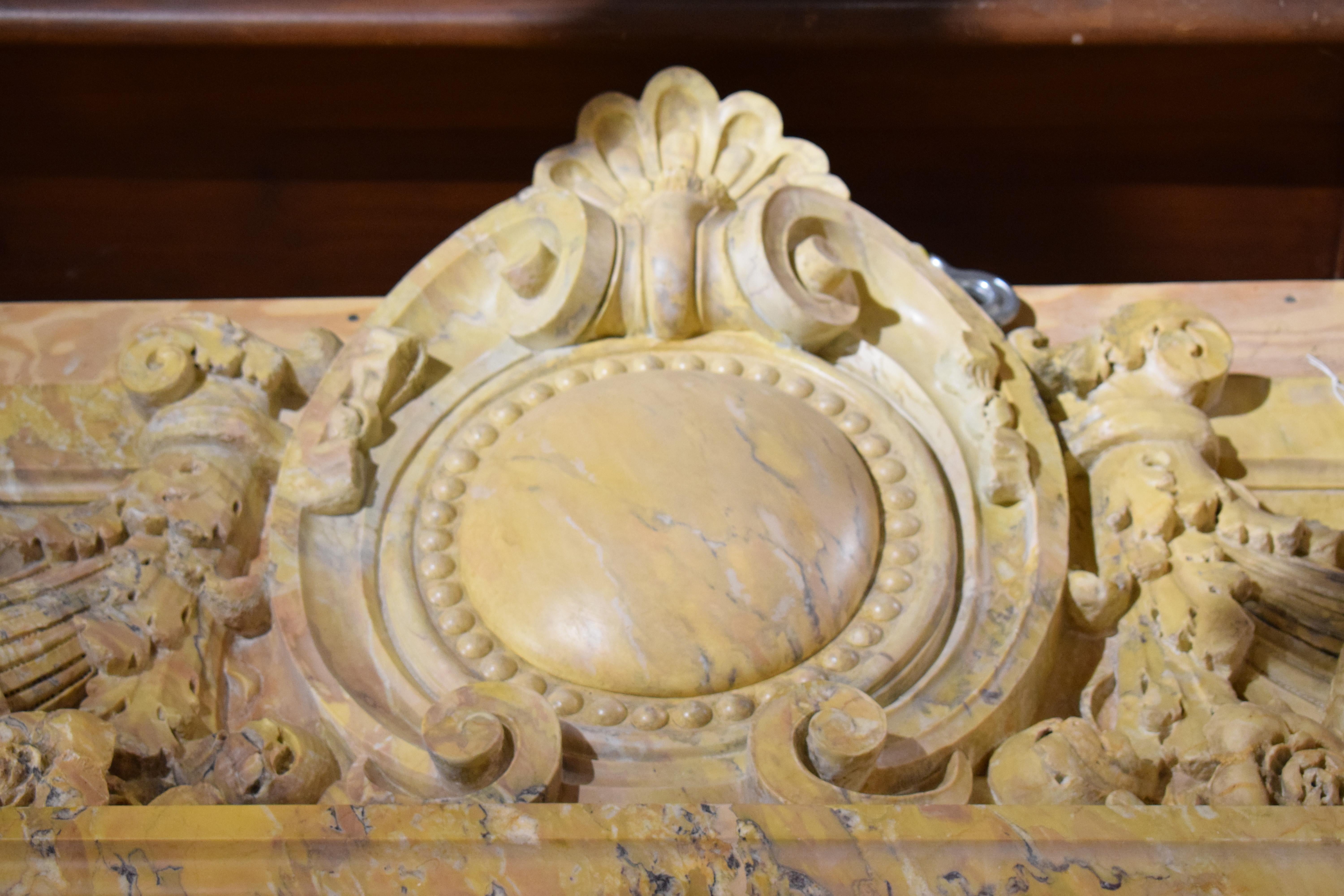 Italian Palatial Sienna Marble Over Door Ornament For Sale