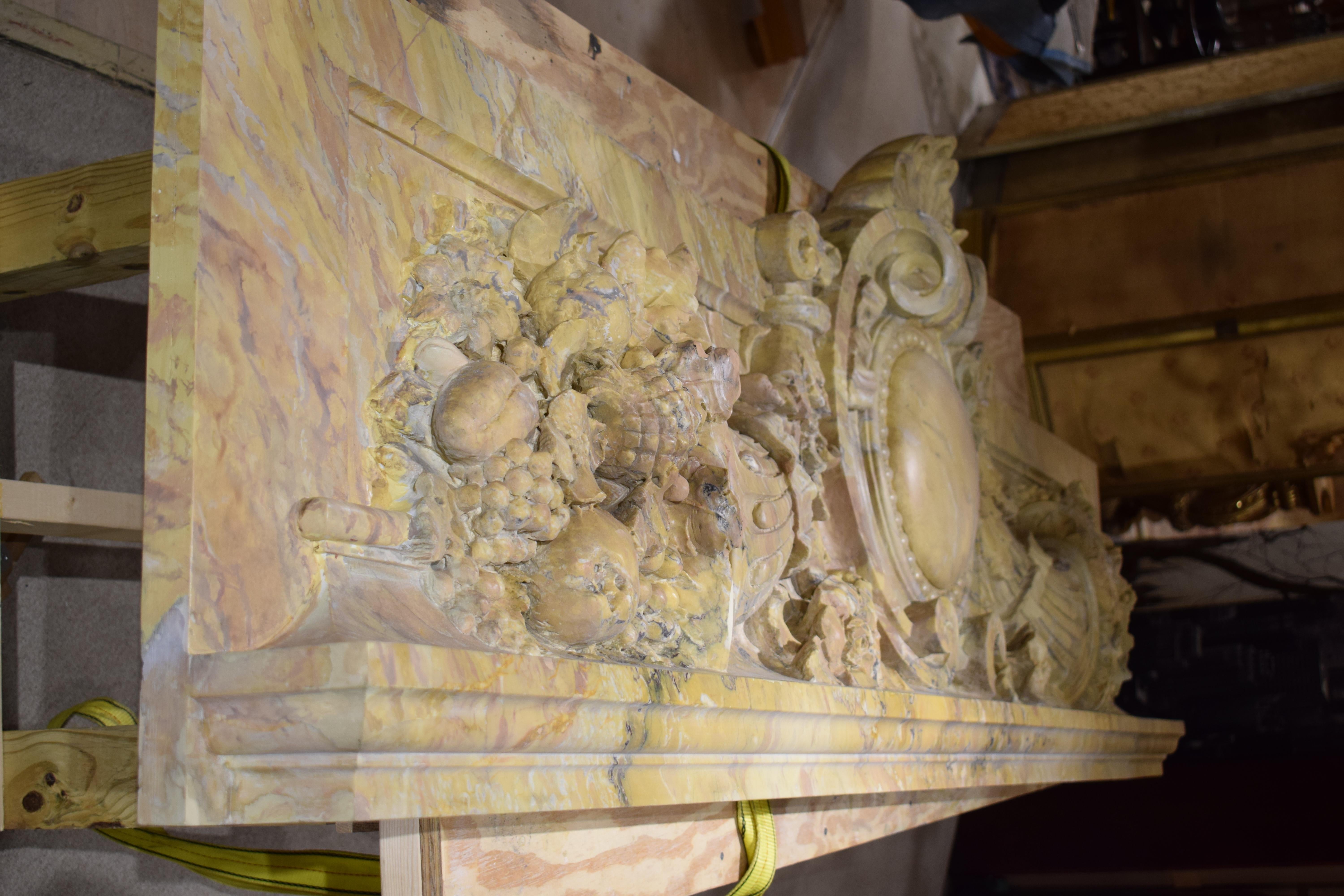 Palatial Sienna Marble Over Door Ornament In Good Condition For Sale In Atlanta, GA