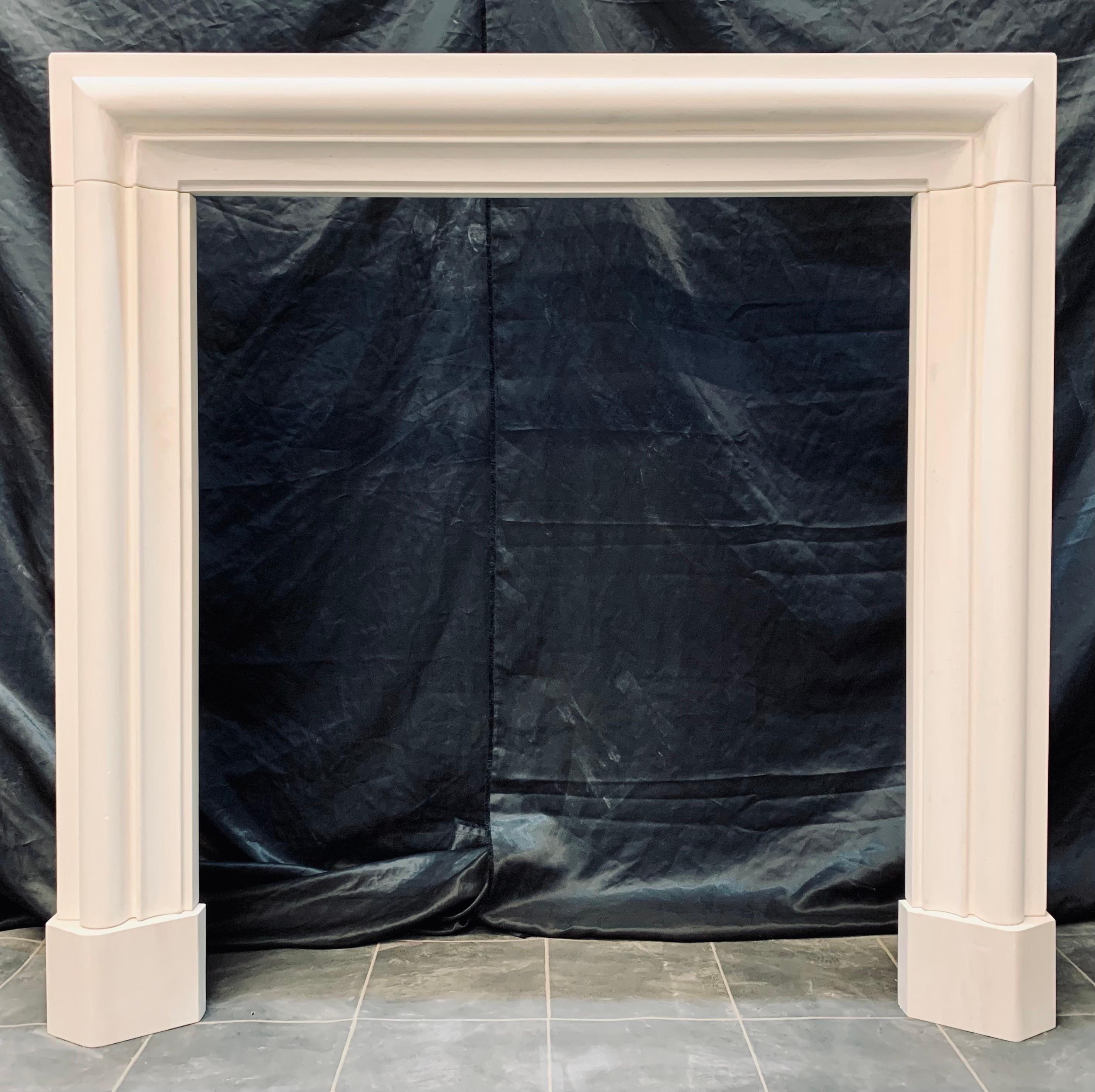 English Palladian Manner Carved Limestone Fireplace Surround For Sale