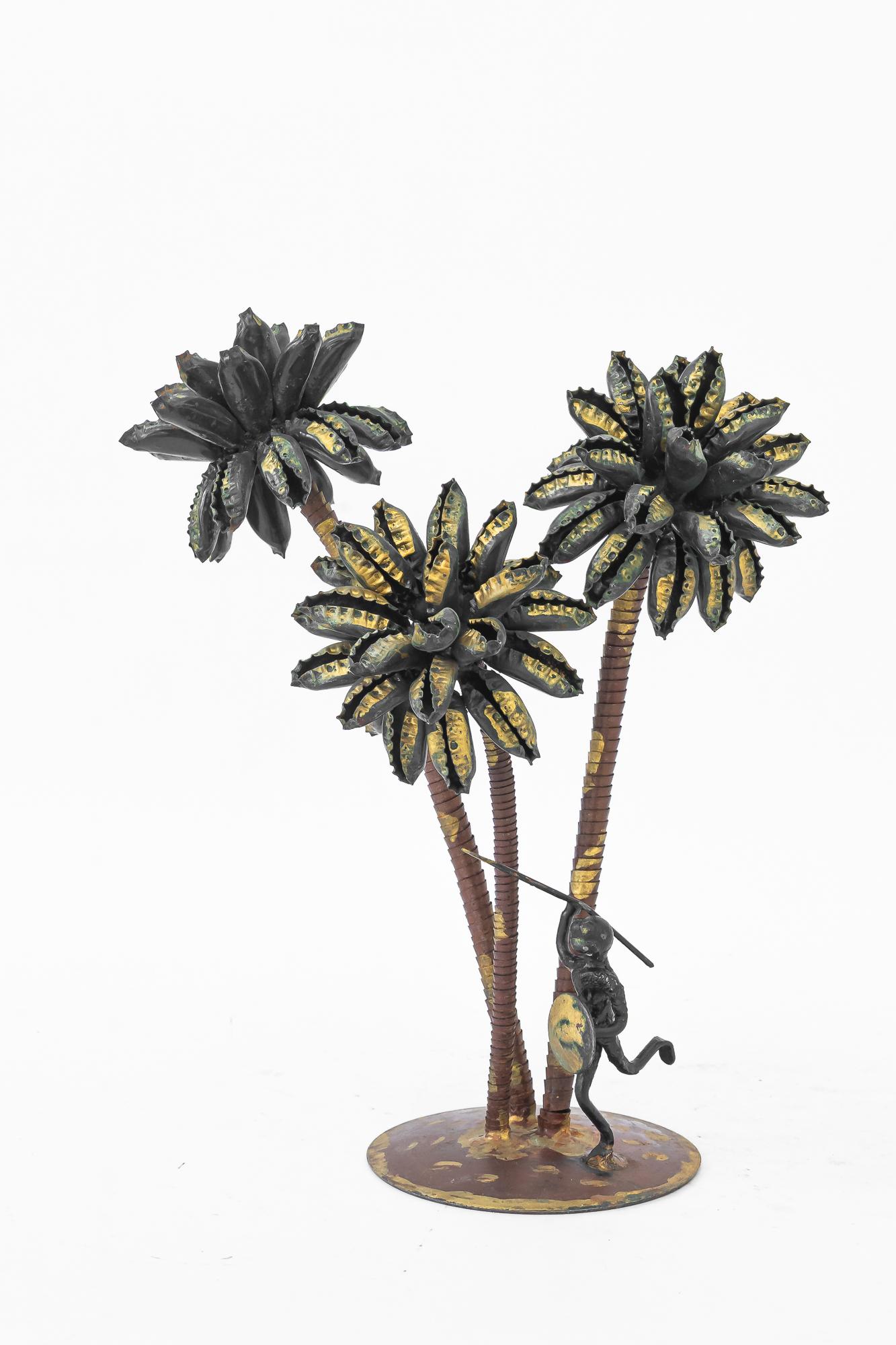 A palm scene made of iron and Bottle caps ( handwork ) vienna around 1970s For Sale 3