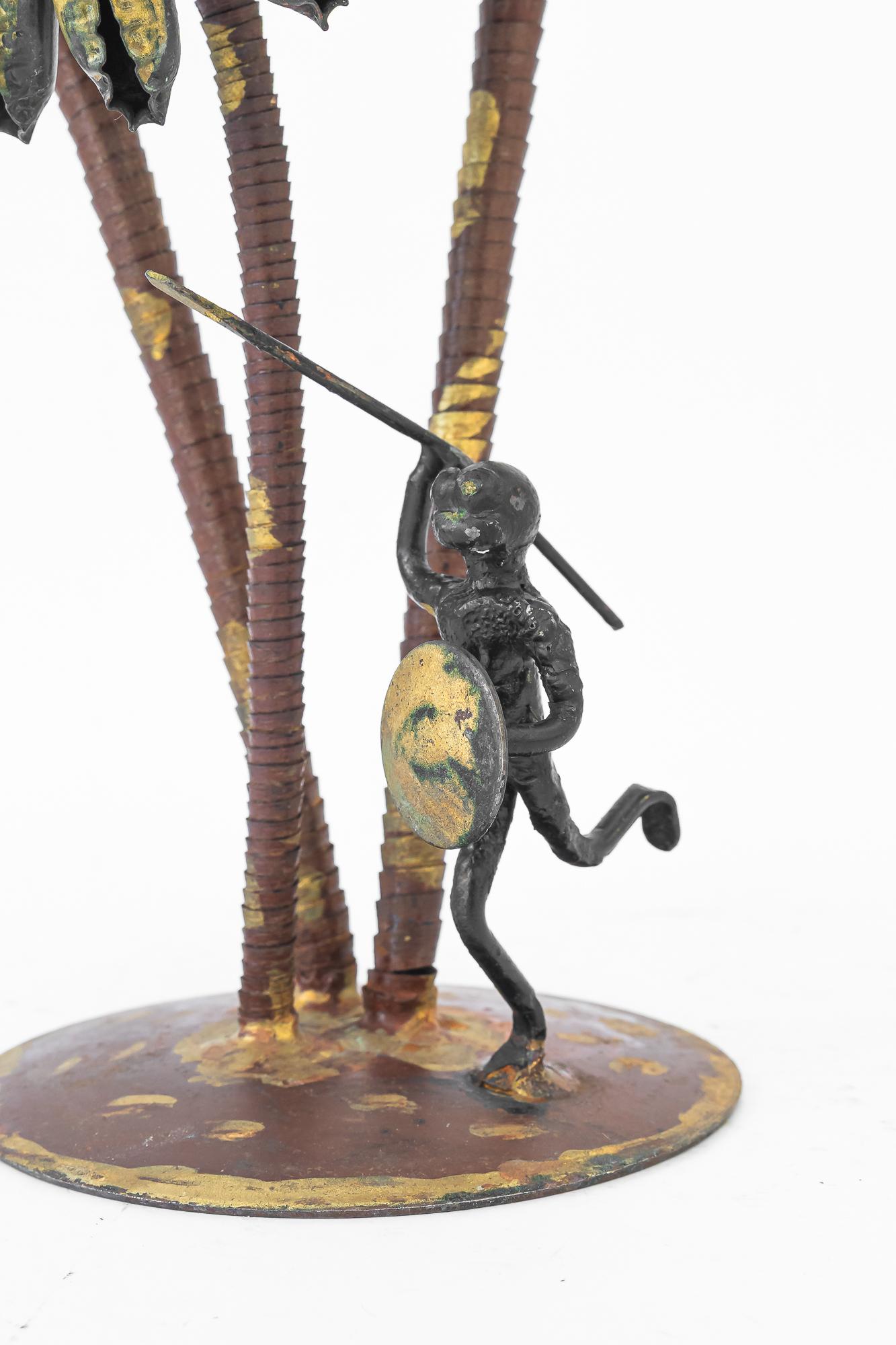 A palm scene made of iron and Bottle caps ( handwork ) vienna around 1970s For Sale 4
